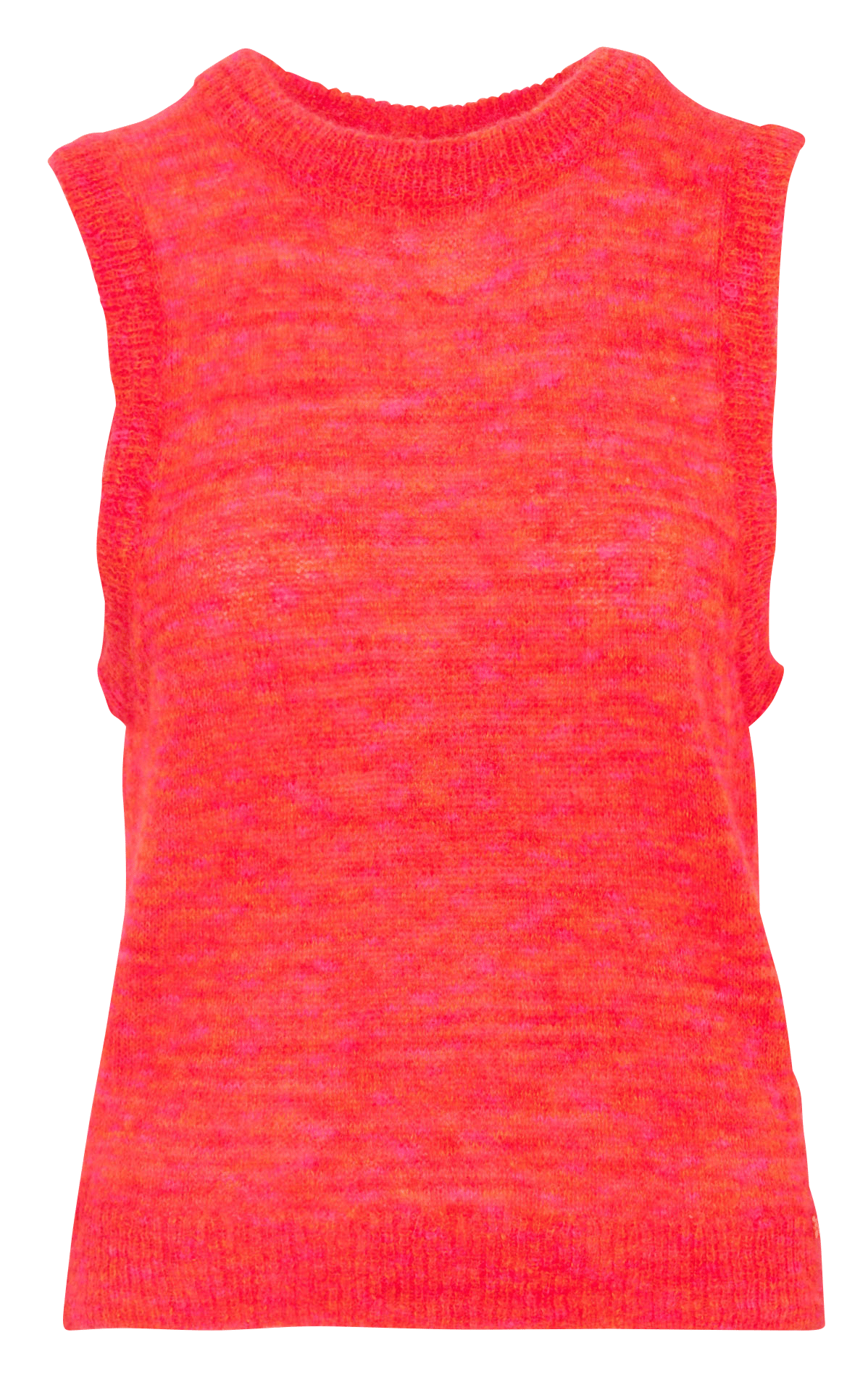 Mouwloze ronde hals trui in gemêleerd breisel Roze