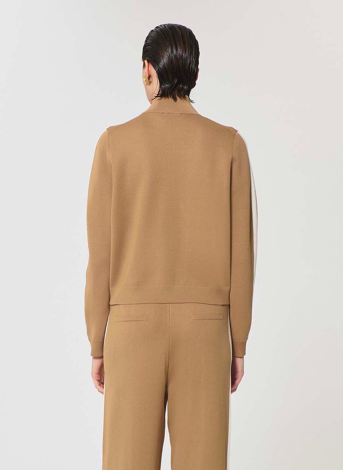 Gilet droit col montant en maille TARA JARMON Marron