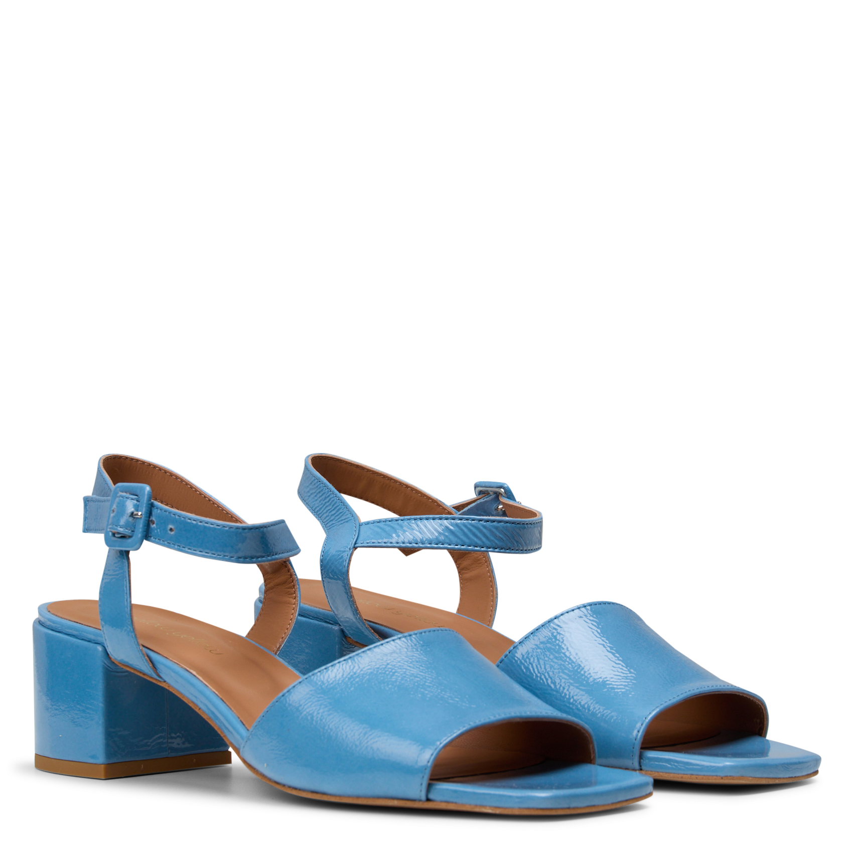 Heeled glossy leather sandals MELLOW YELLOW Blue