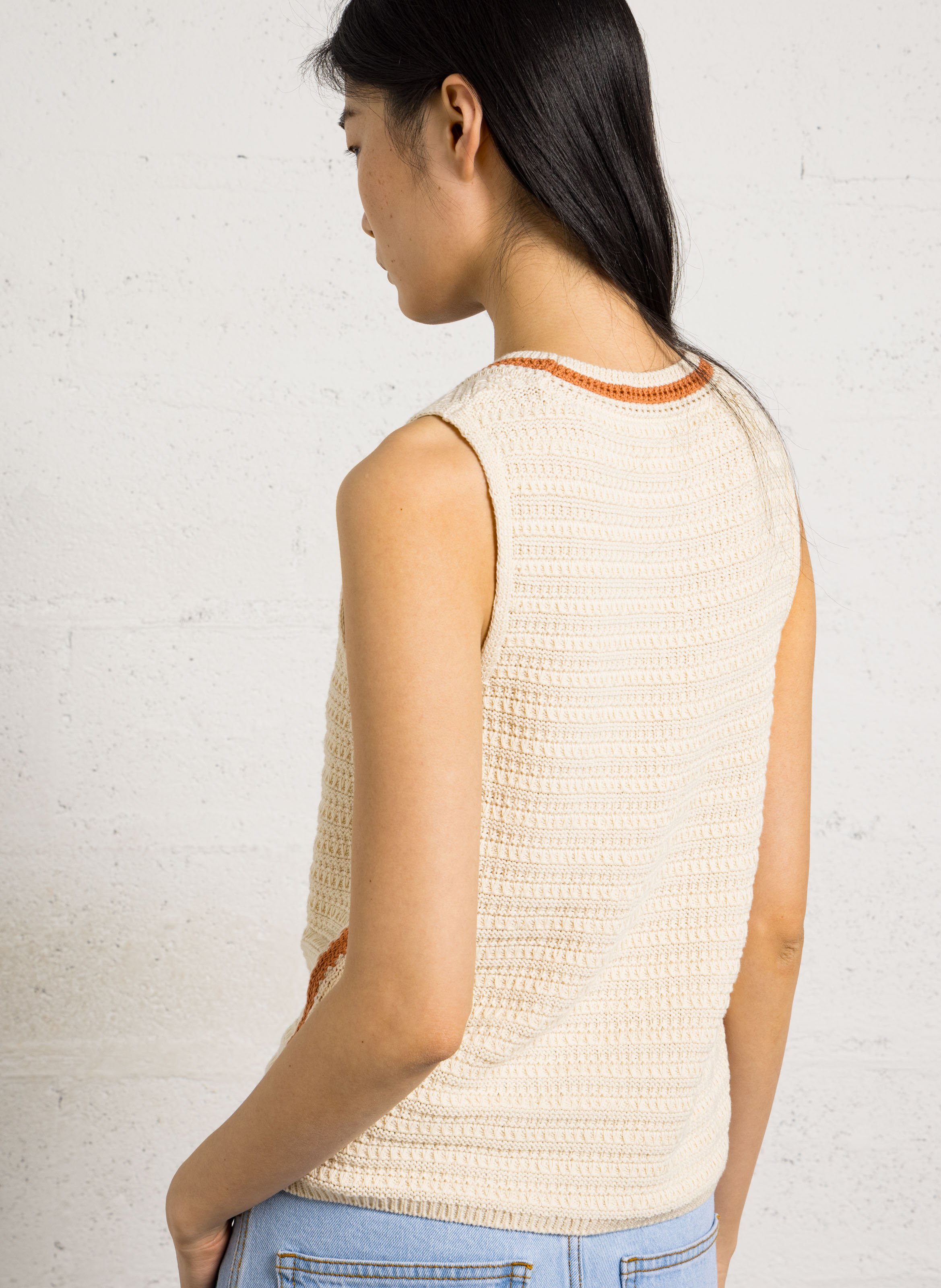 Pull droit col rond en coton MAISON 123 Beige