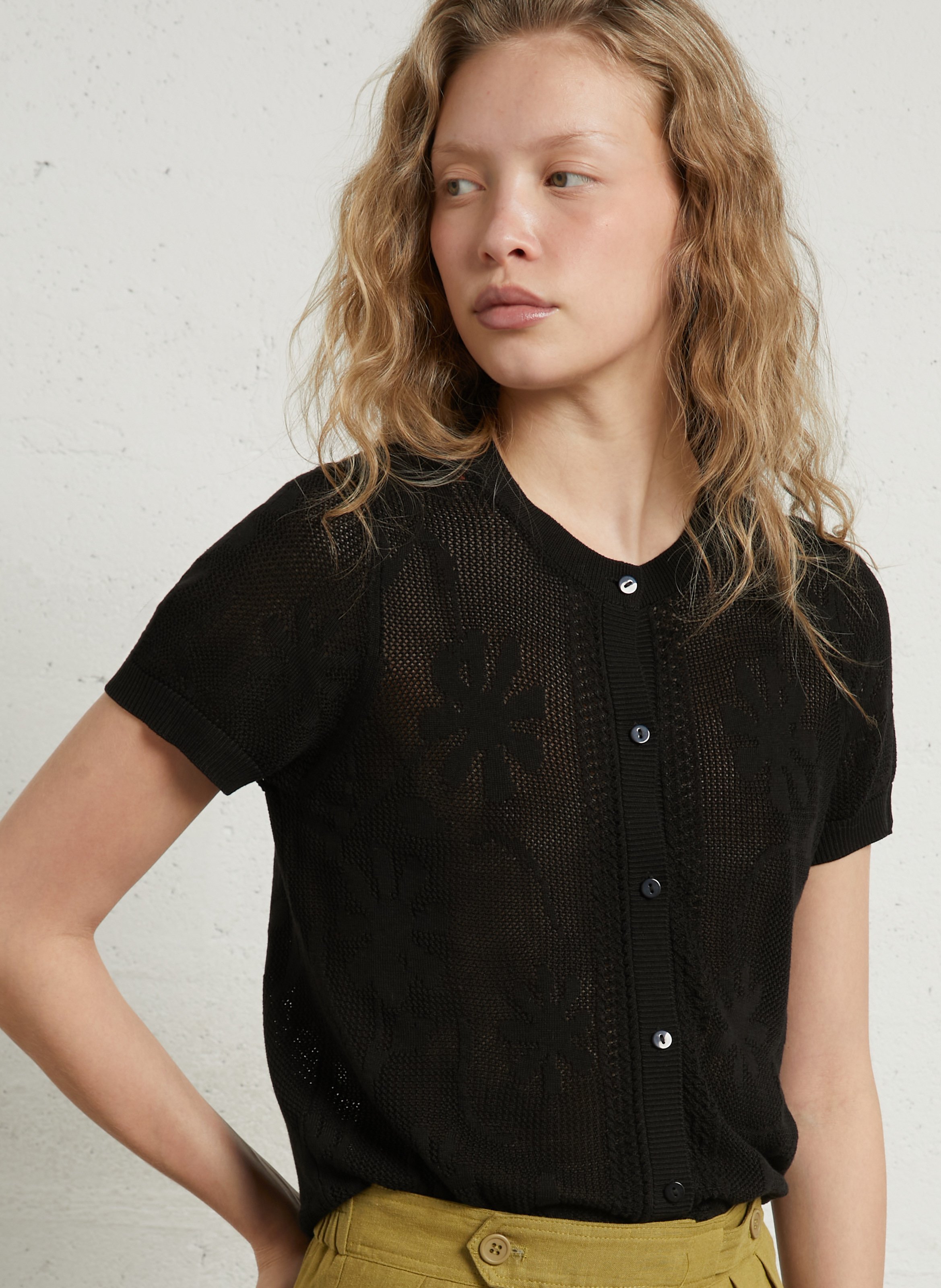 Rechte cardigan van gemengd katoen SUD EXPRESS Zwart