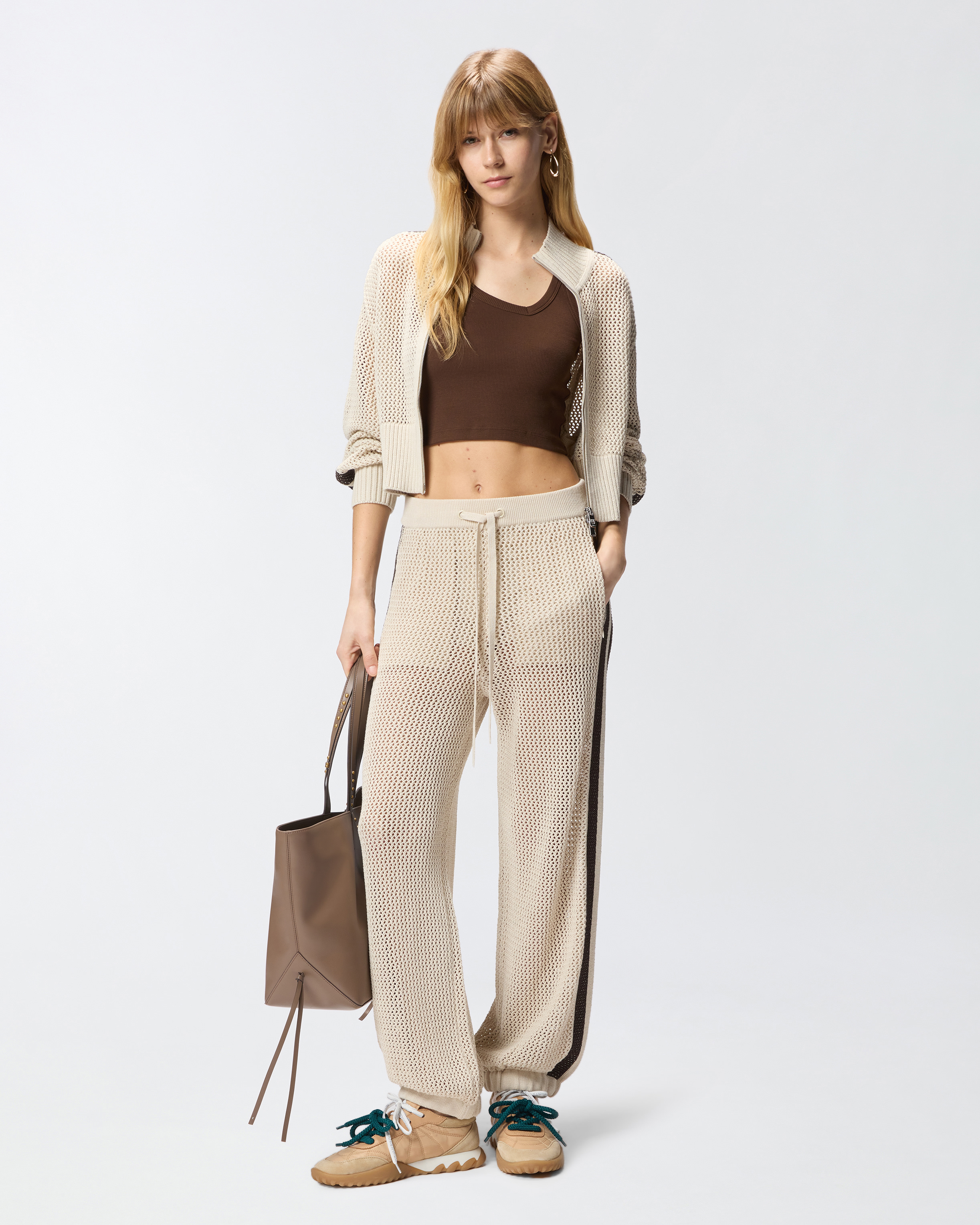 Pantalon ajouré avec bandes contrastantes PINKO Gris