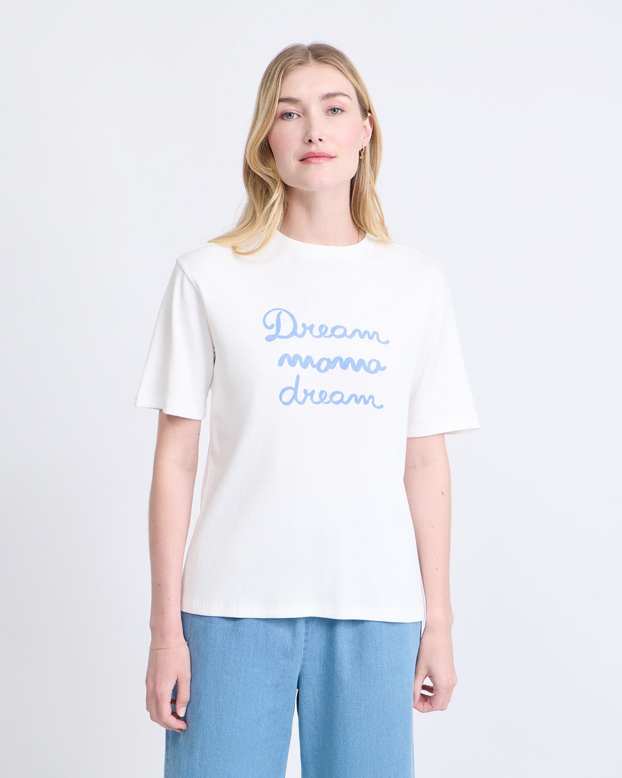 Ribbed organic cotton dream mama dream t-shirt EMOI EMOI White