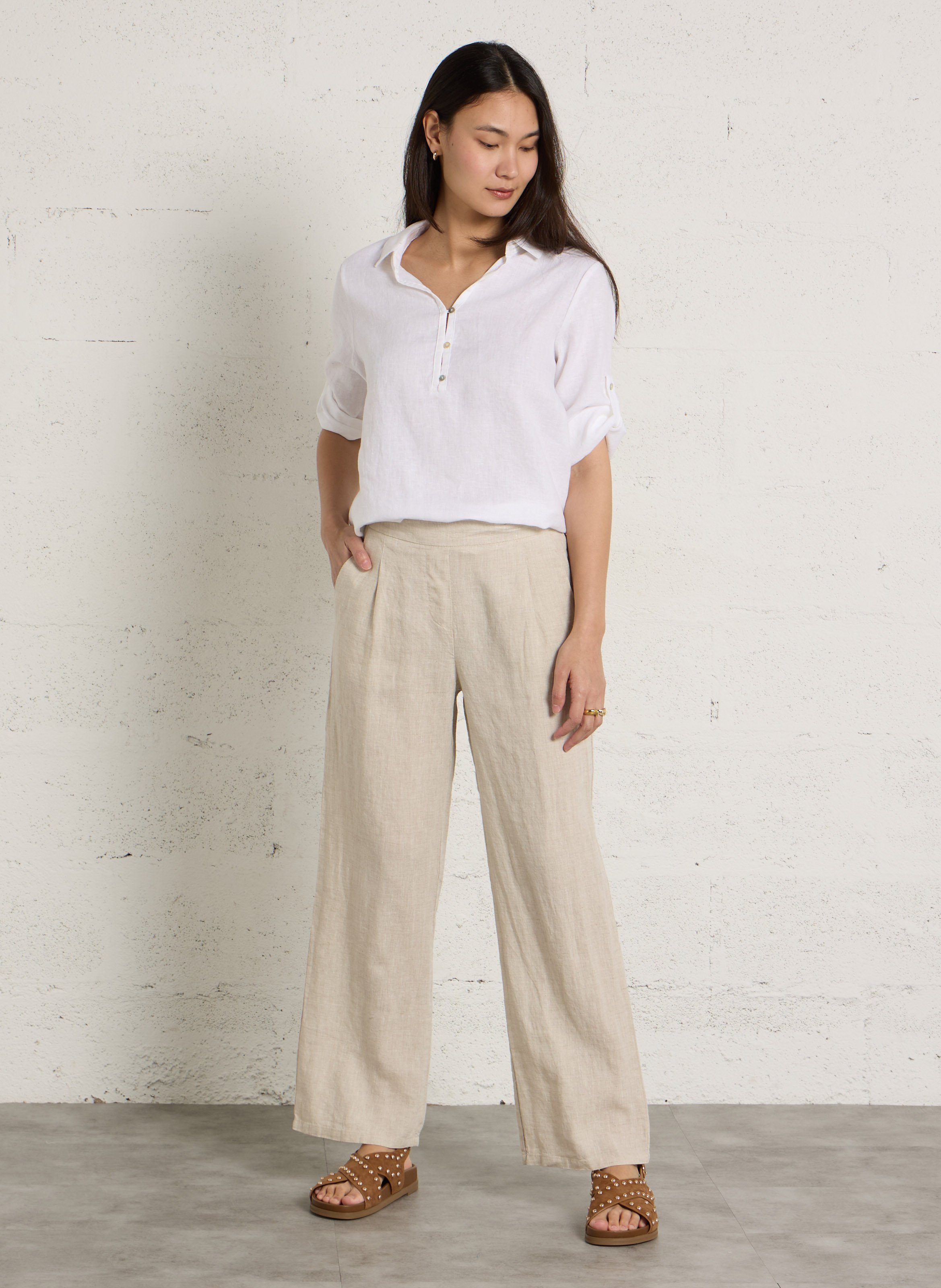 Sandales plates en cuir COSMOPARIS Marron