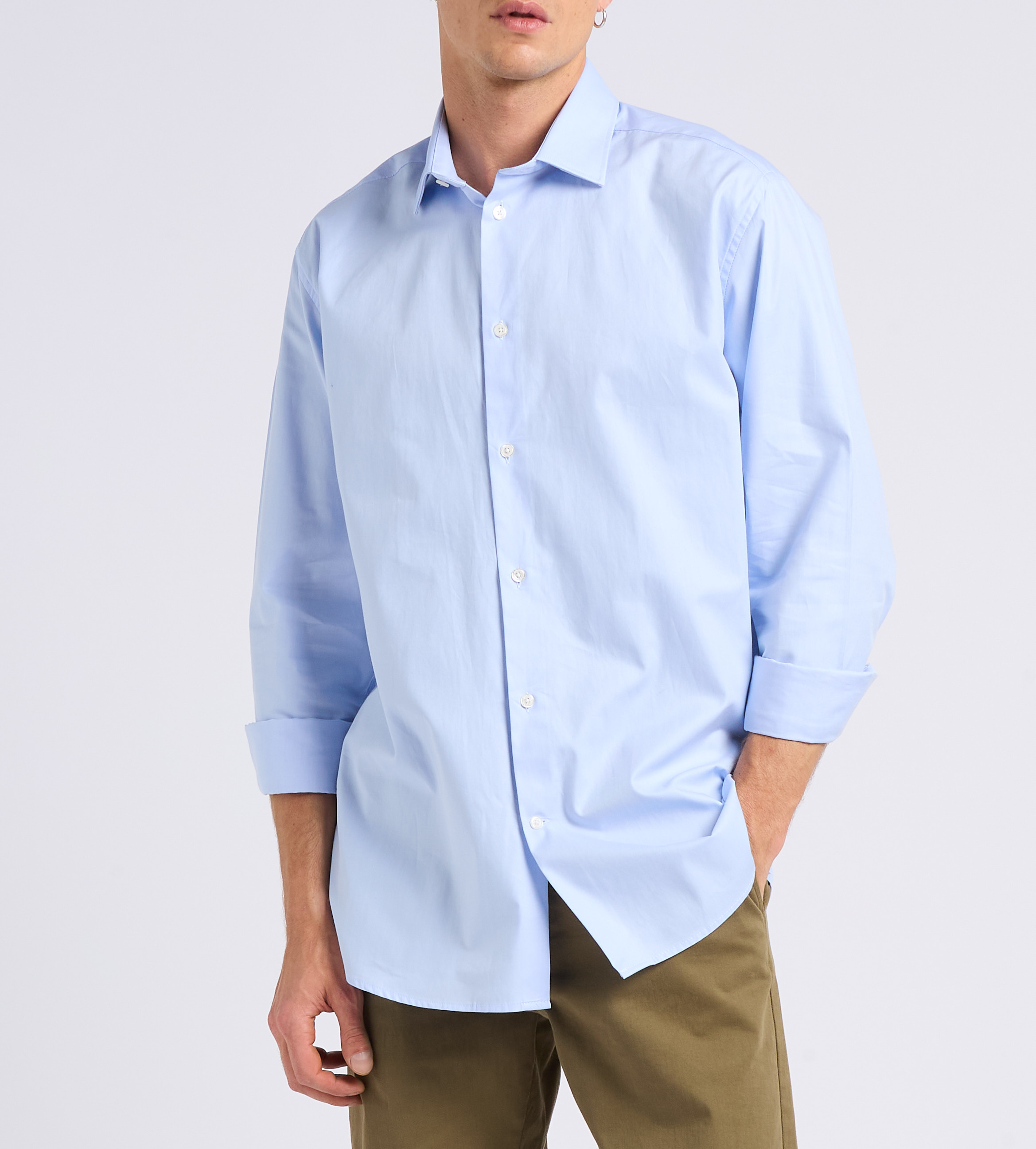 Gerade geschnittenes Baumwollhemd mit klassischem Kragen AU PRINTEMPS PARIS Blau