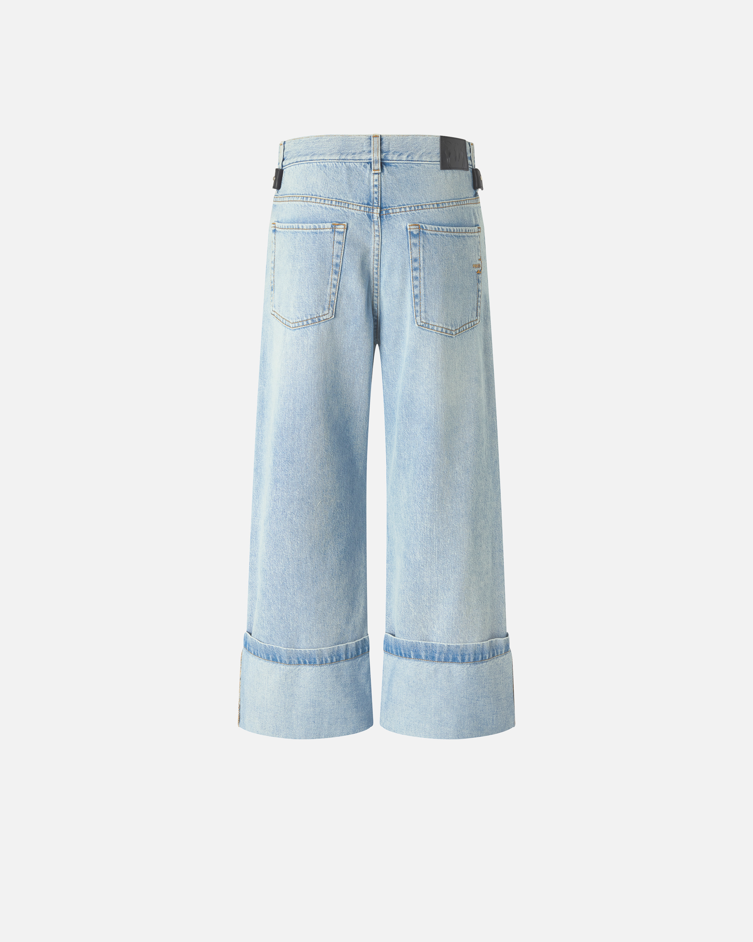 Cropped jeans with leather belt PINKO Blue