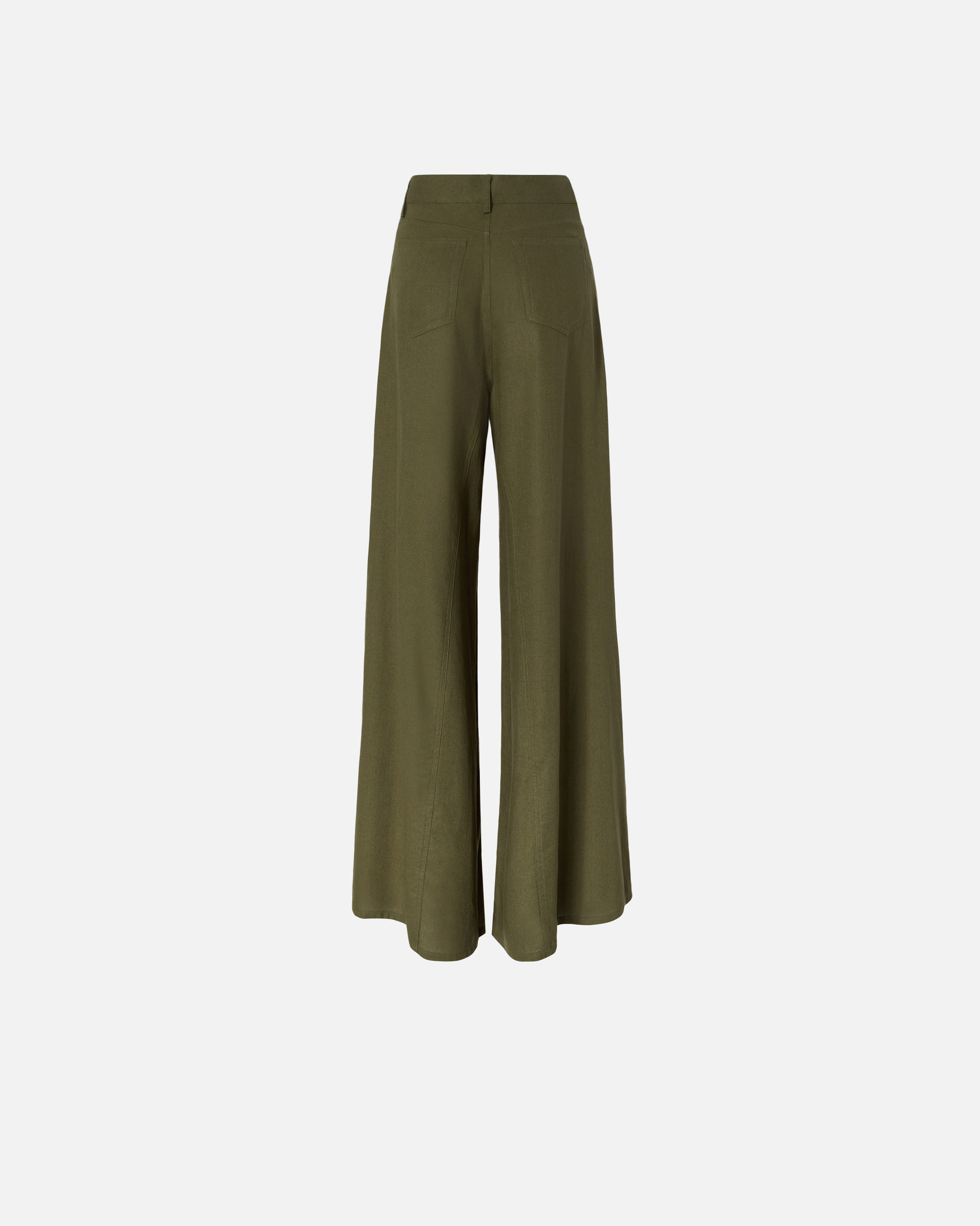 Pantalon wide leg en lin PINKO Vert