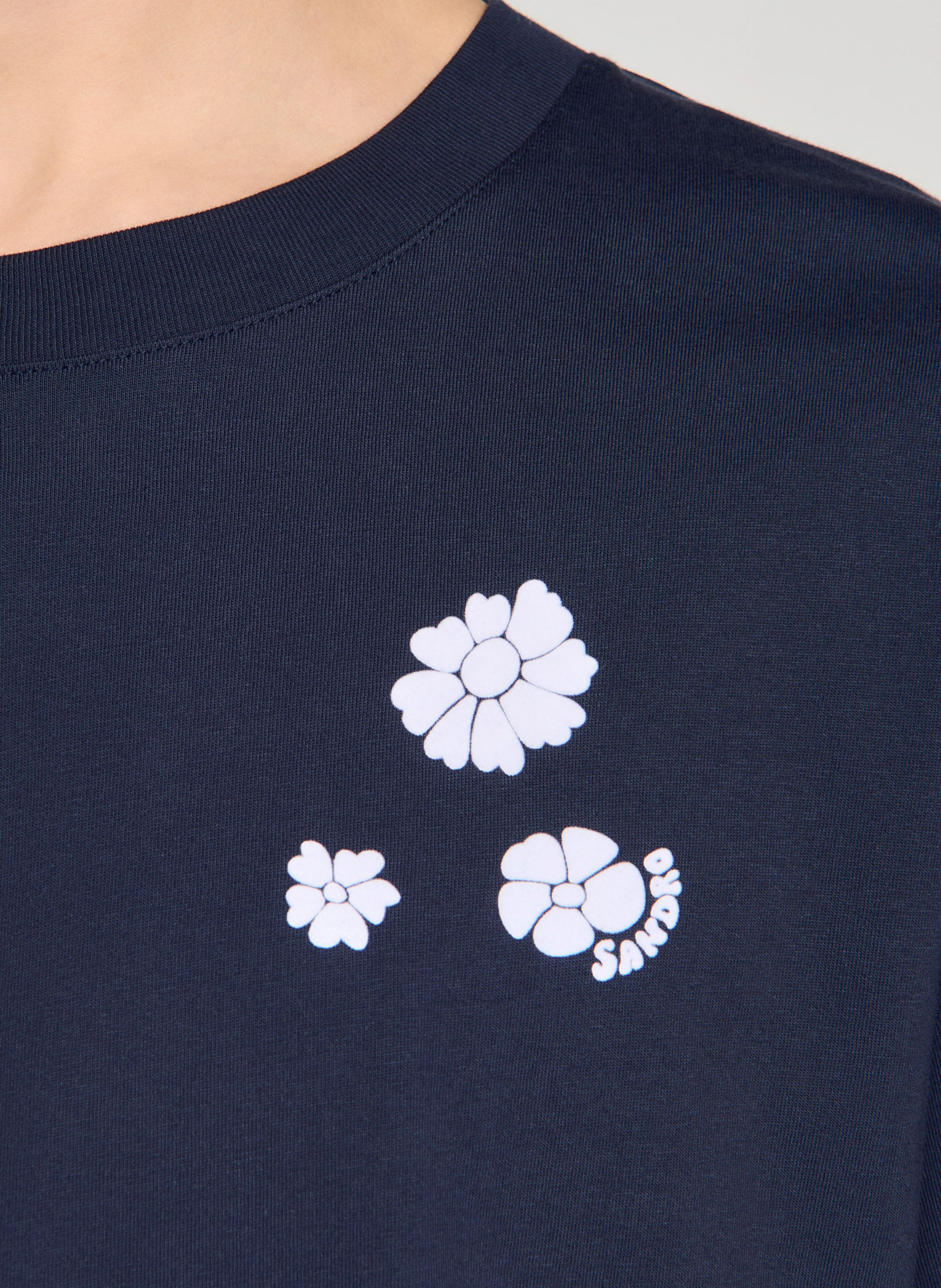 Oversized T-shirt with front print SANDRO Blue