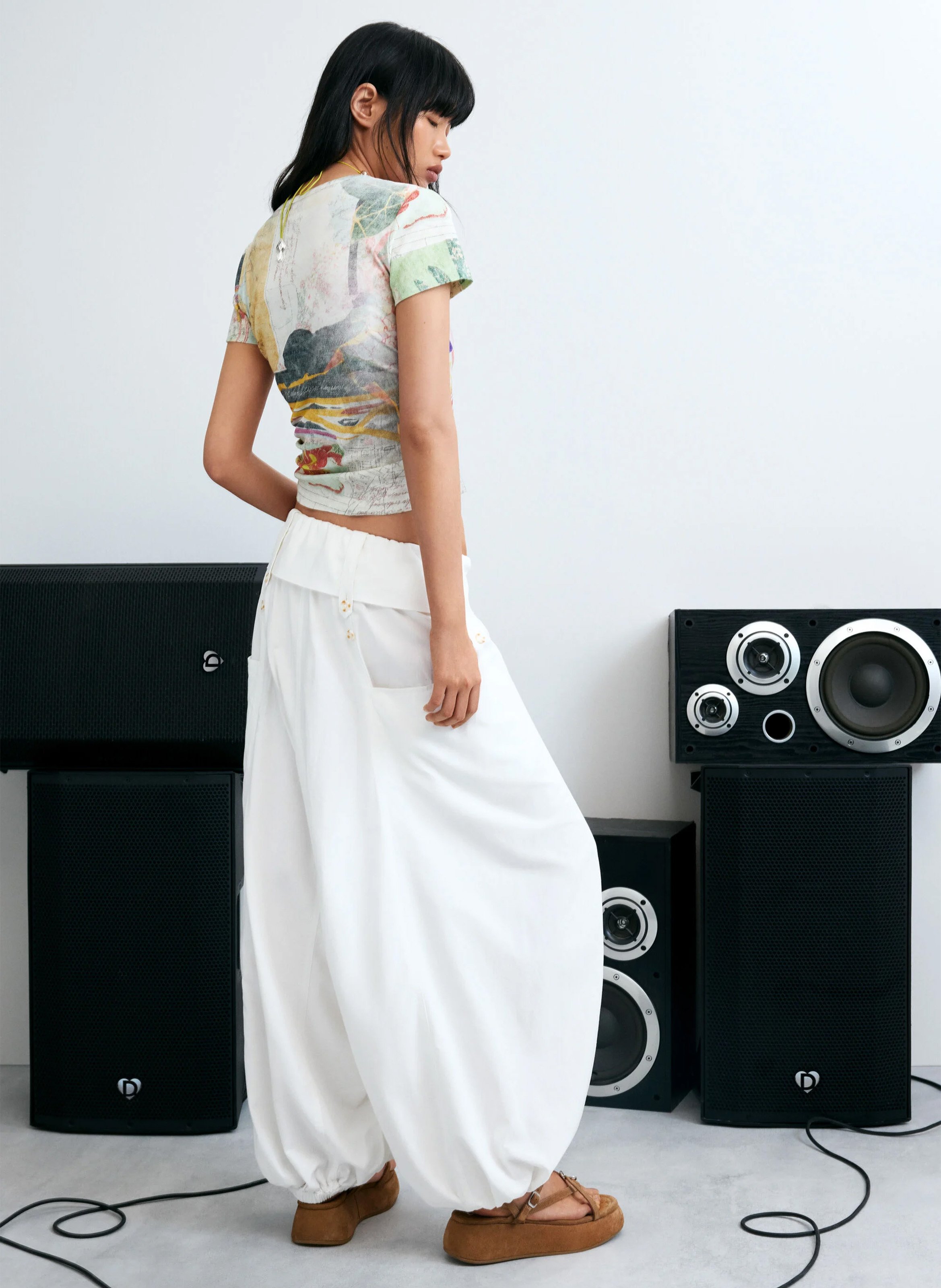 Pantalon ballon en coton mélangé DESIGUAL Blanc