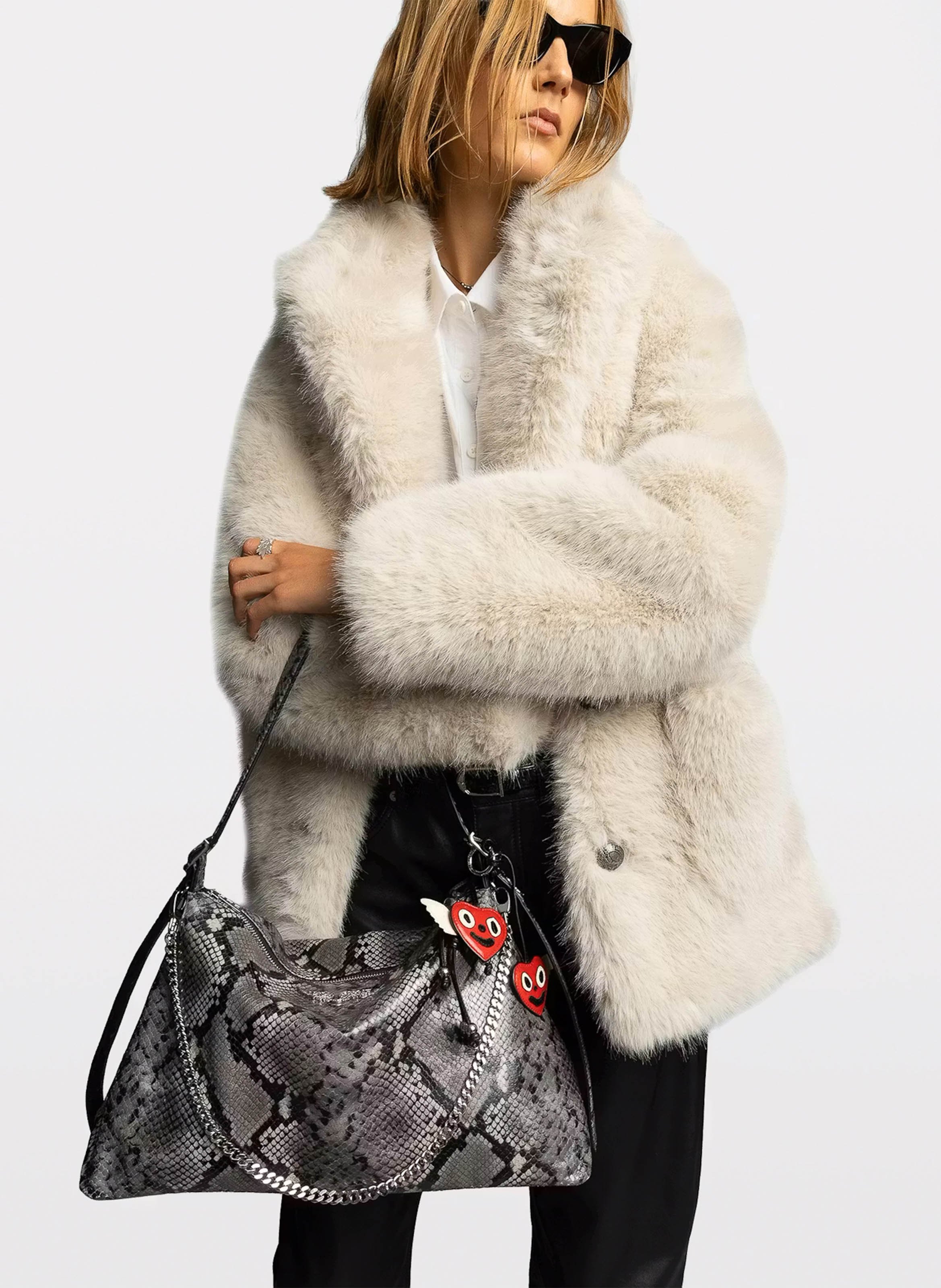 Sac jacquard serpent en cuir ZADIG&VOLTAIRE Gris