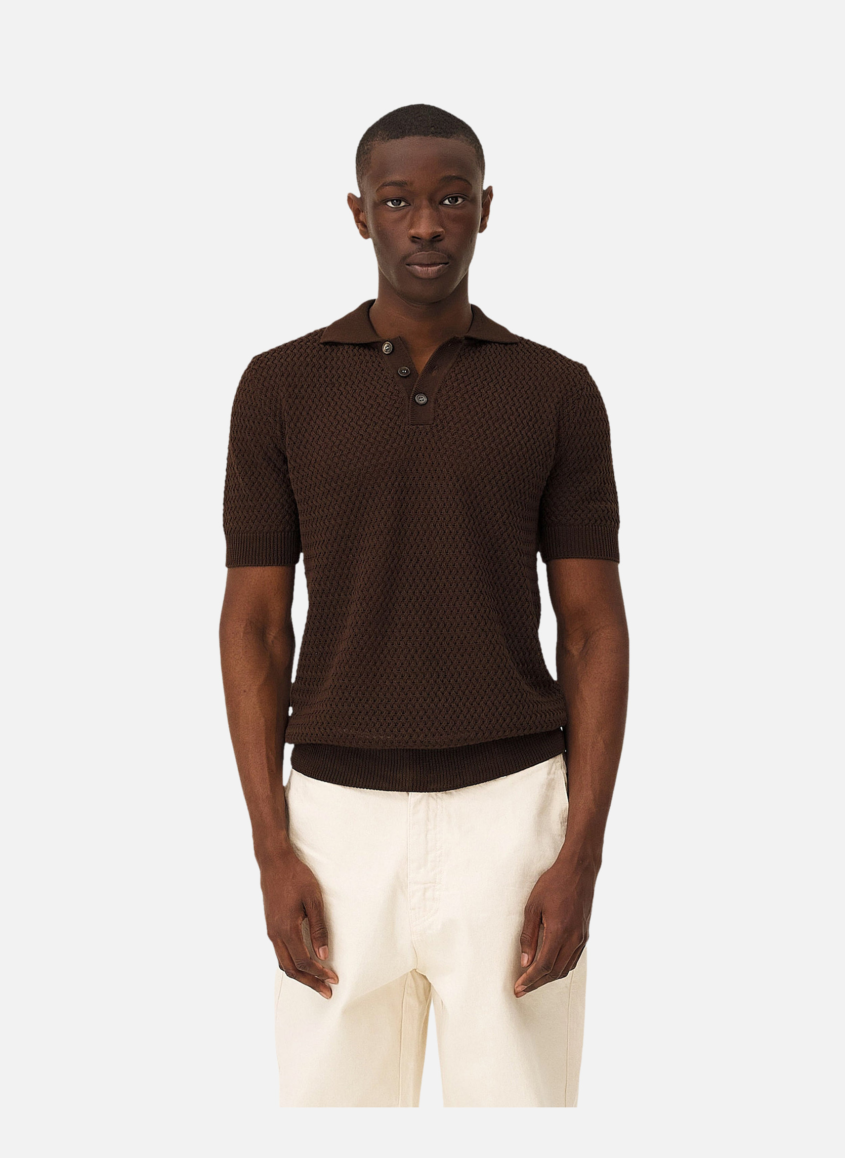 Short sleeve polo shirt Haring Brown Noyoco Brown