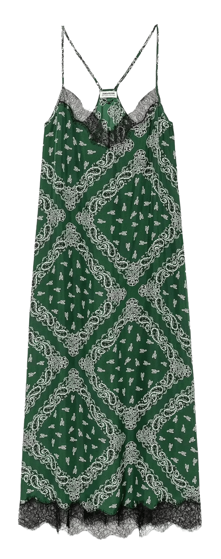 Long printed silk V-neck dress ZADIG&VOLTAIRE Green