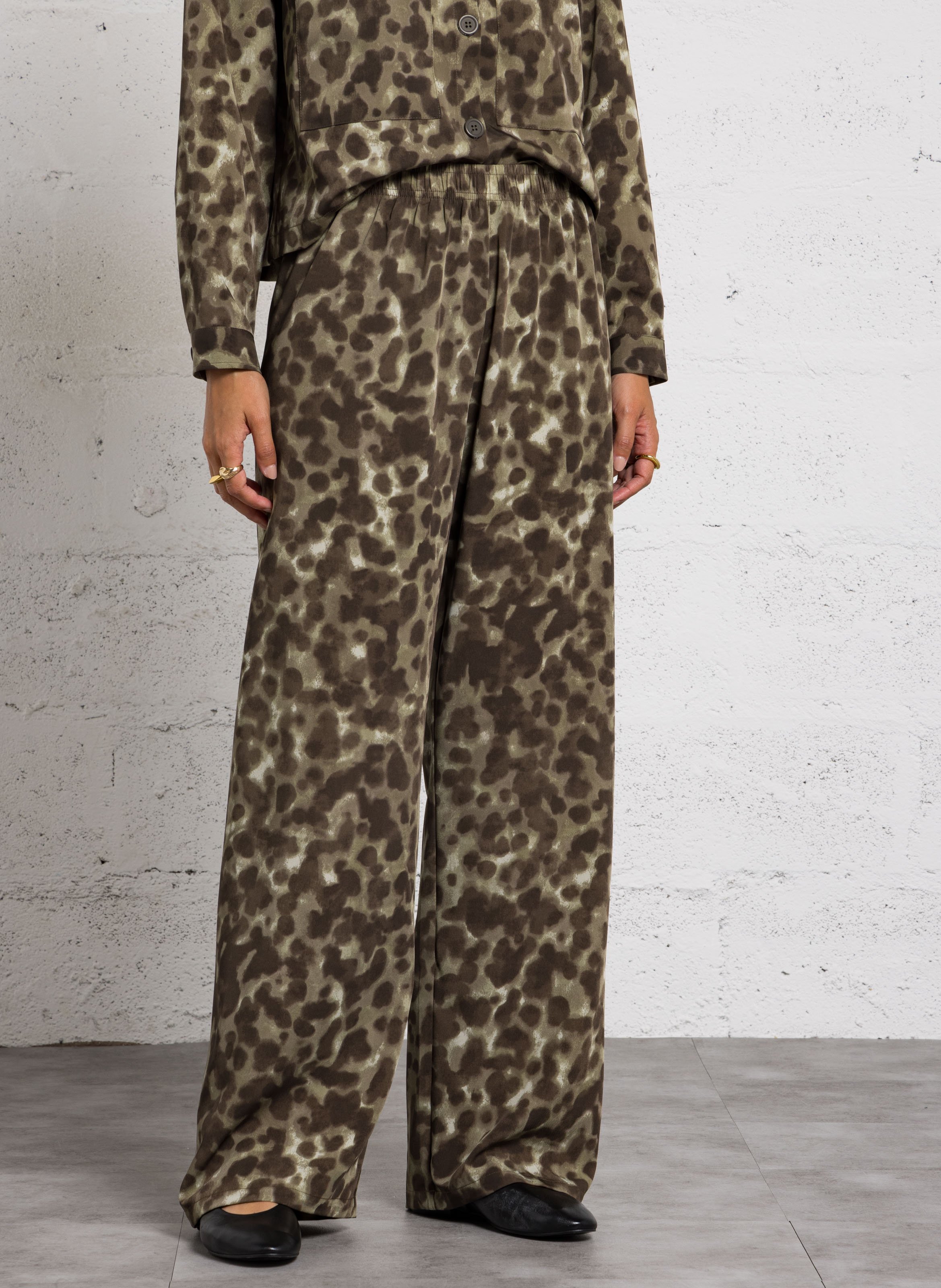 Printed wide-leg pants LE TEMPS DES CERISES Green