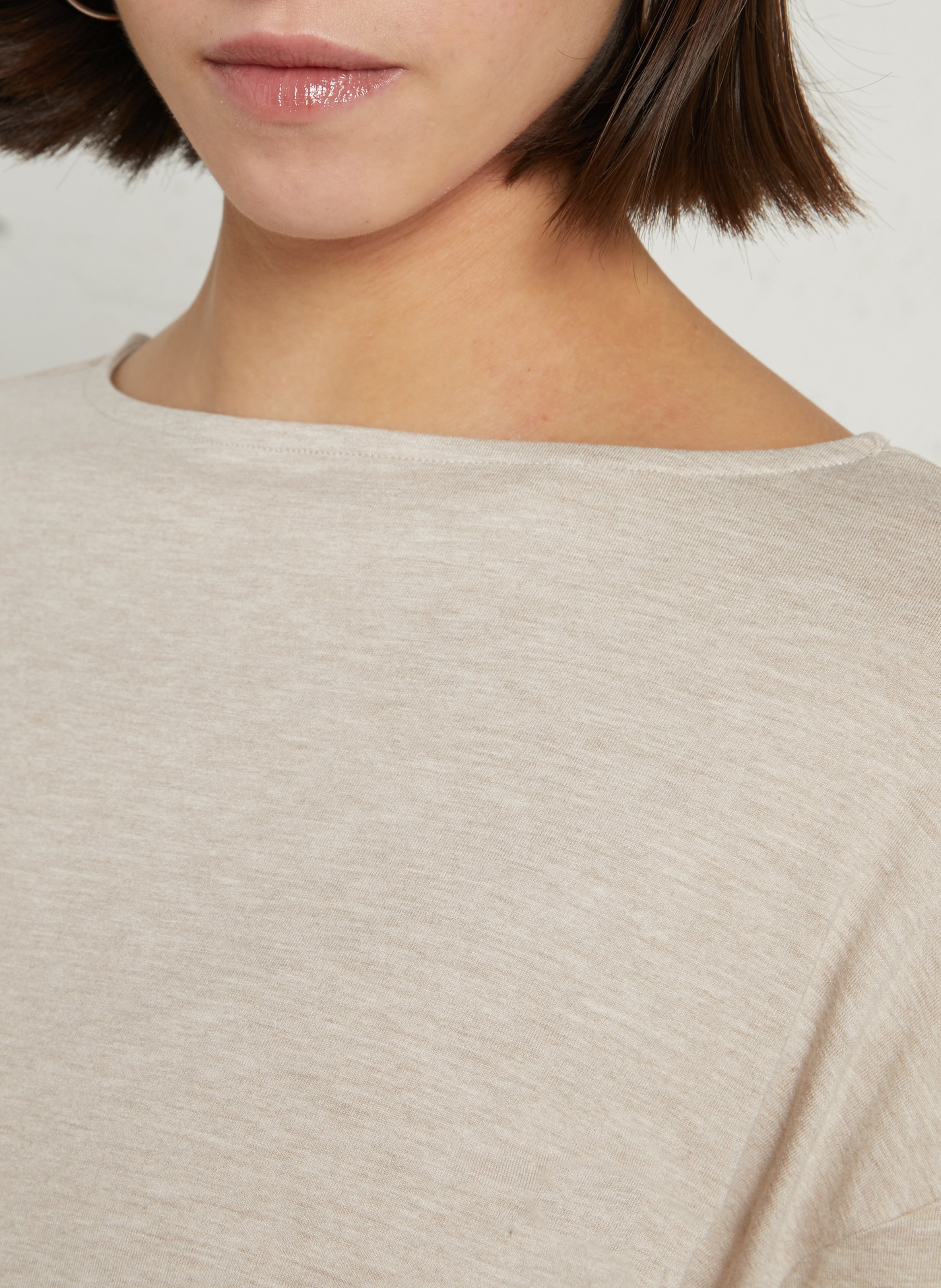 Loose-fitting boat neck t-shirt MAJESTIC FILATURES Beige