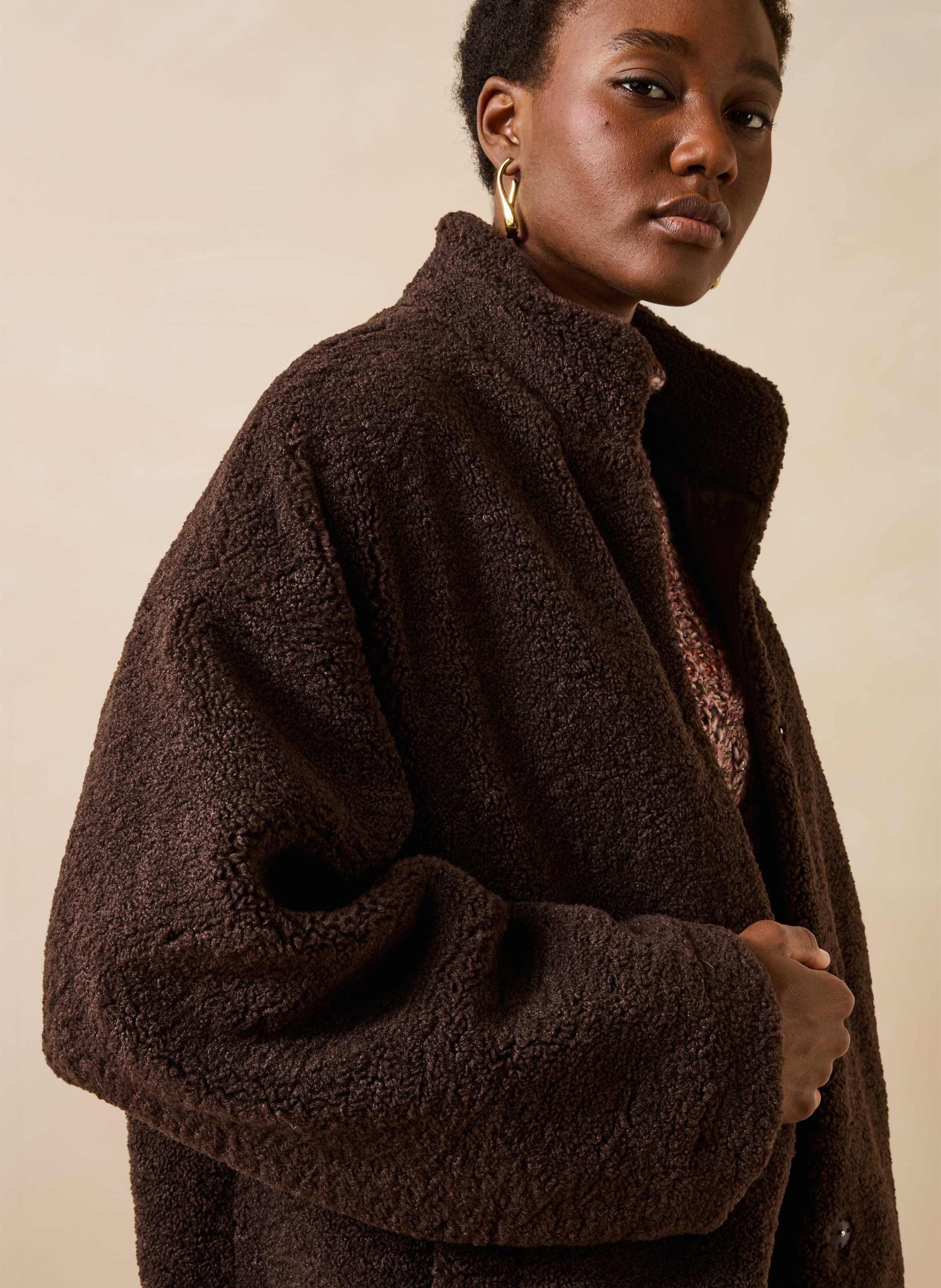 Oversized jas met opstaande kraag LA FEE MARABOUTEE Bruin