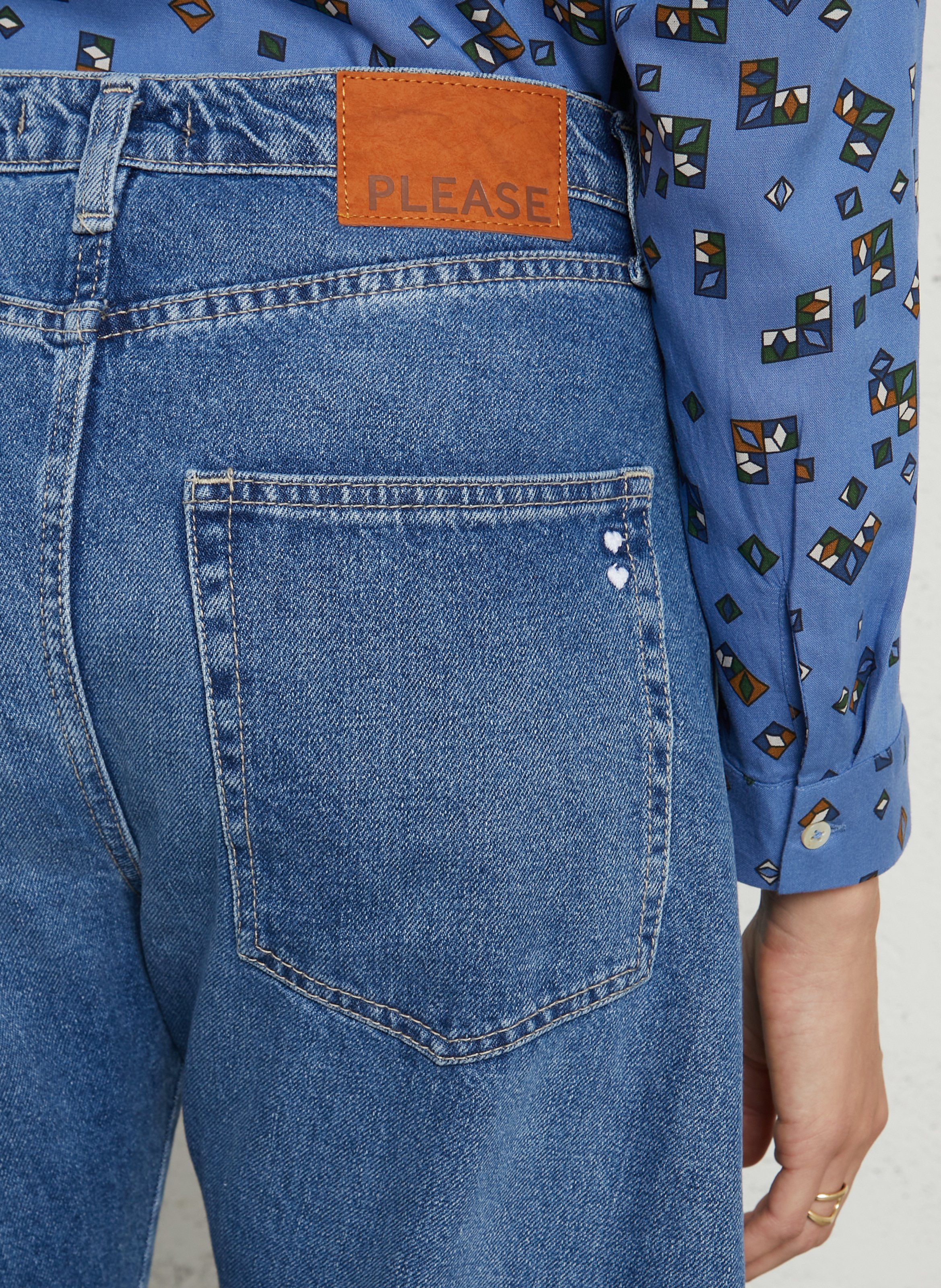 Jean large en coton PLEASE Bleu