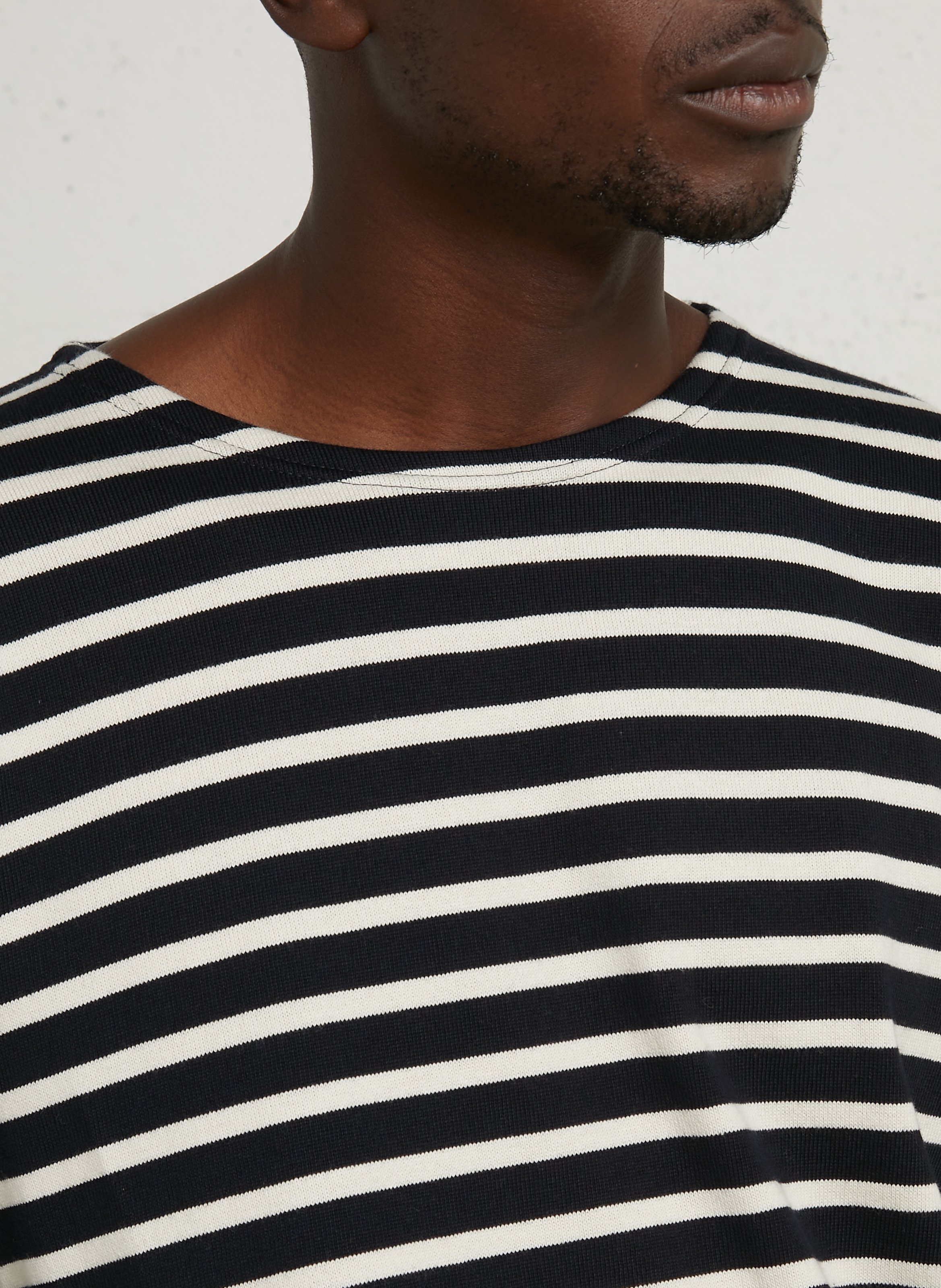 Gerader Baumwoll-T-Shirt im Marinestreifen-Stil ARMOR LUX Blau