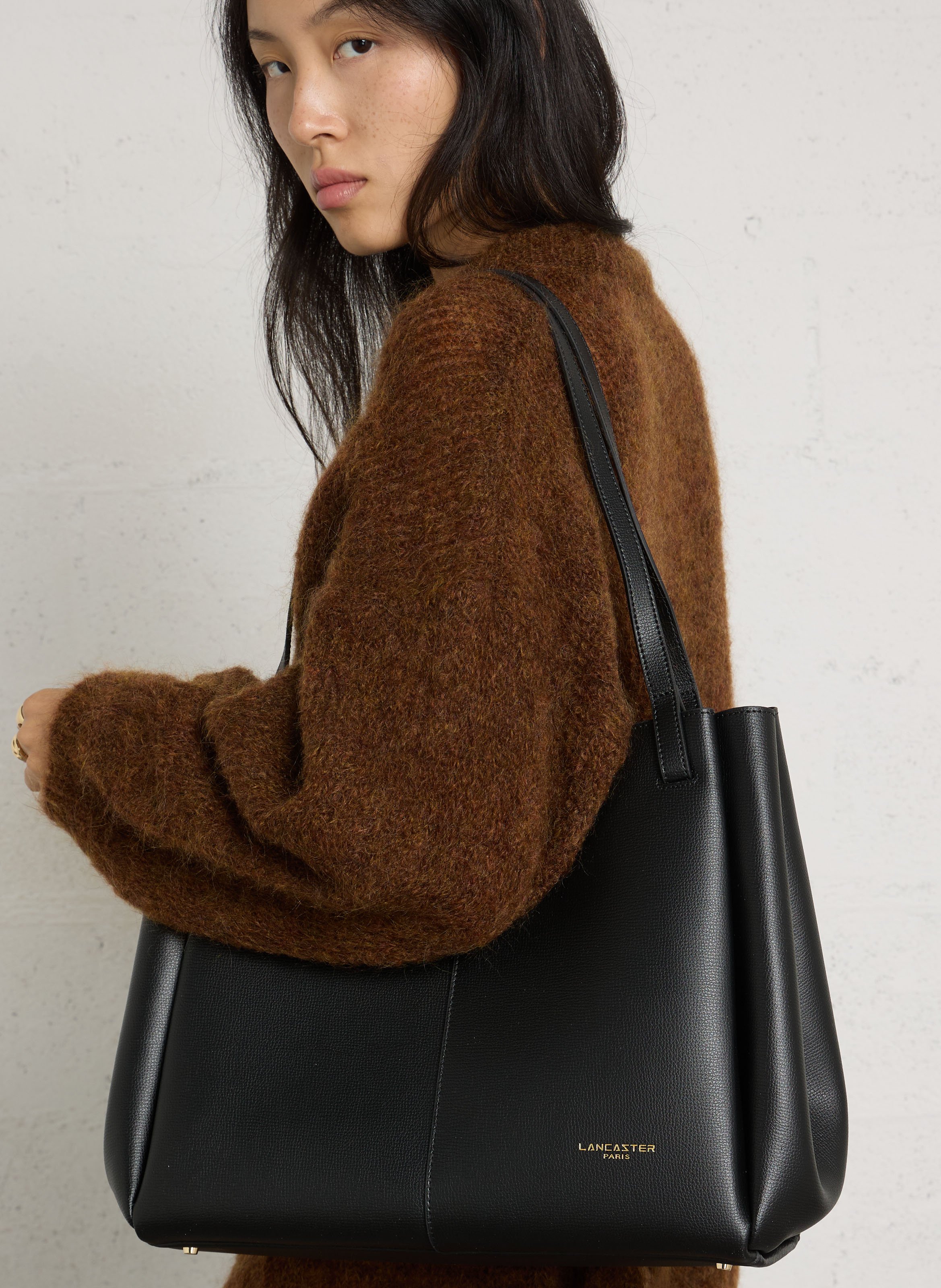 Leren shopper LANCASTER PARIS Zwart