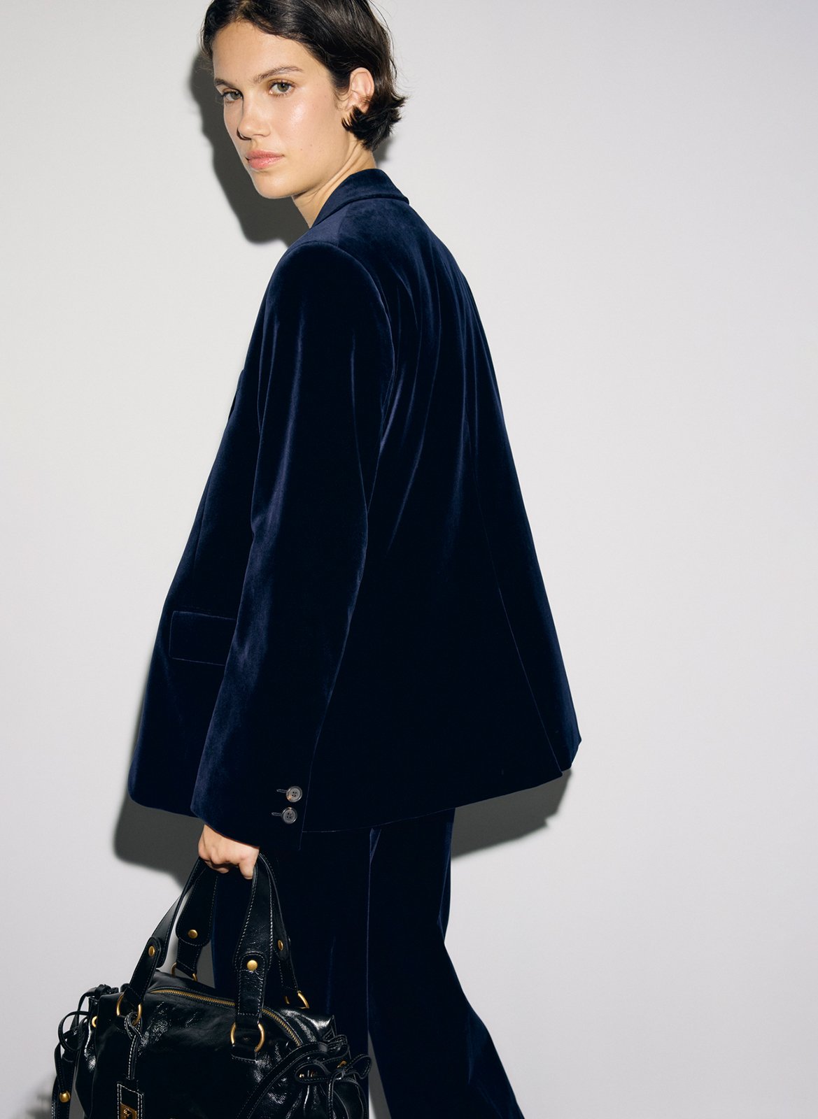 Fitted velvet cotton blend blazer GERARD DAREL Blue