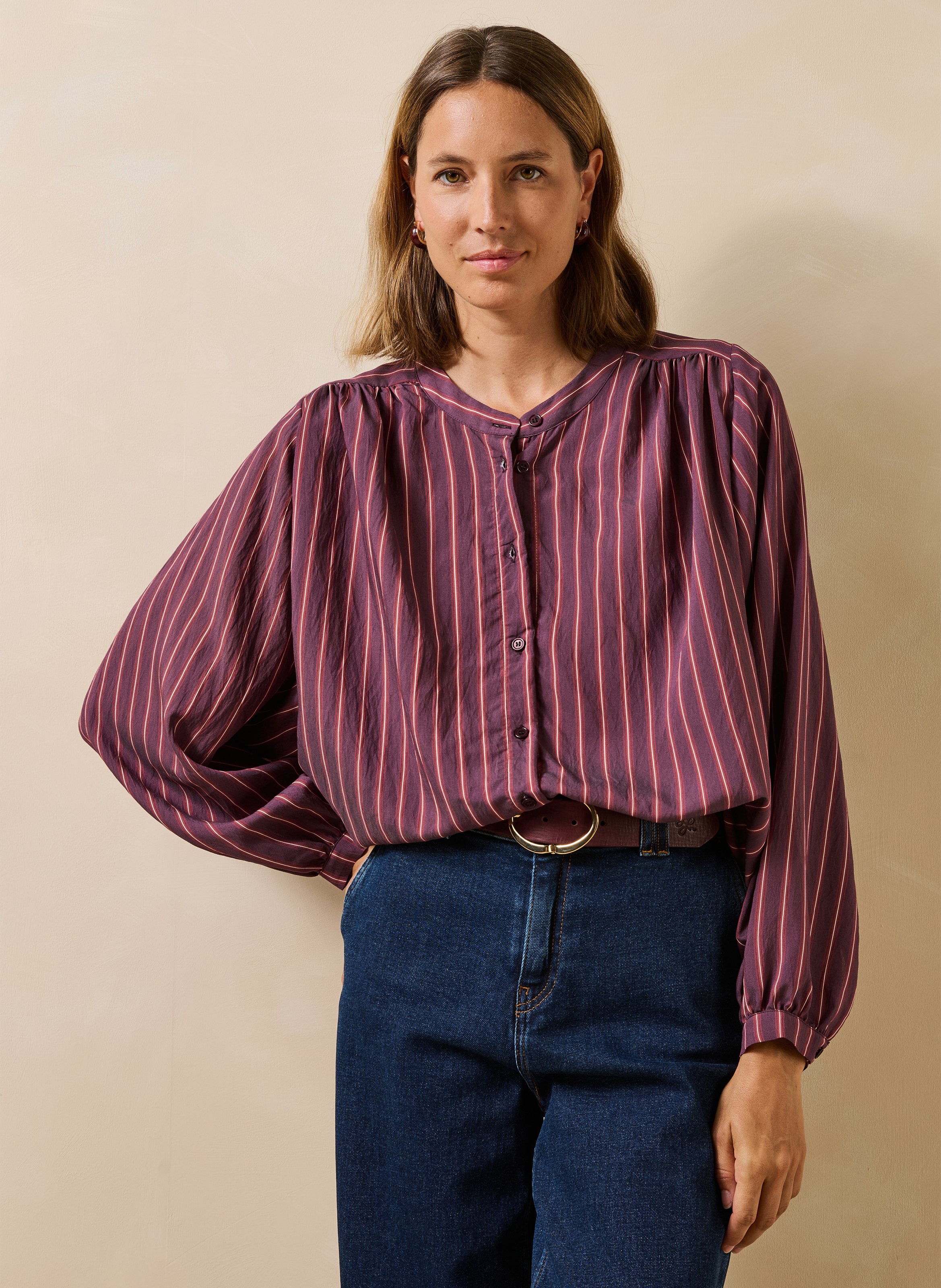 Striped shirt with mao collar LA FEE MARABOUTEE