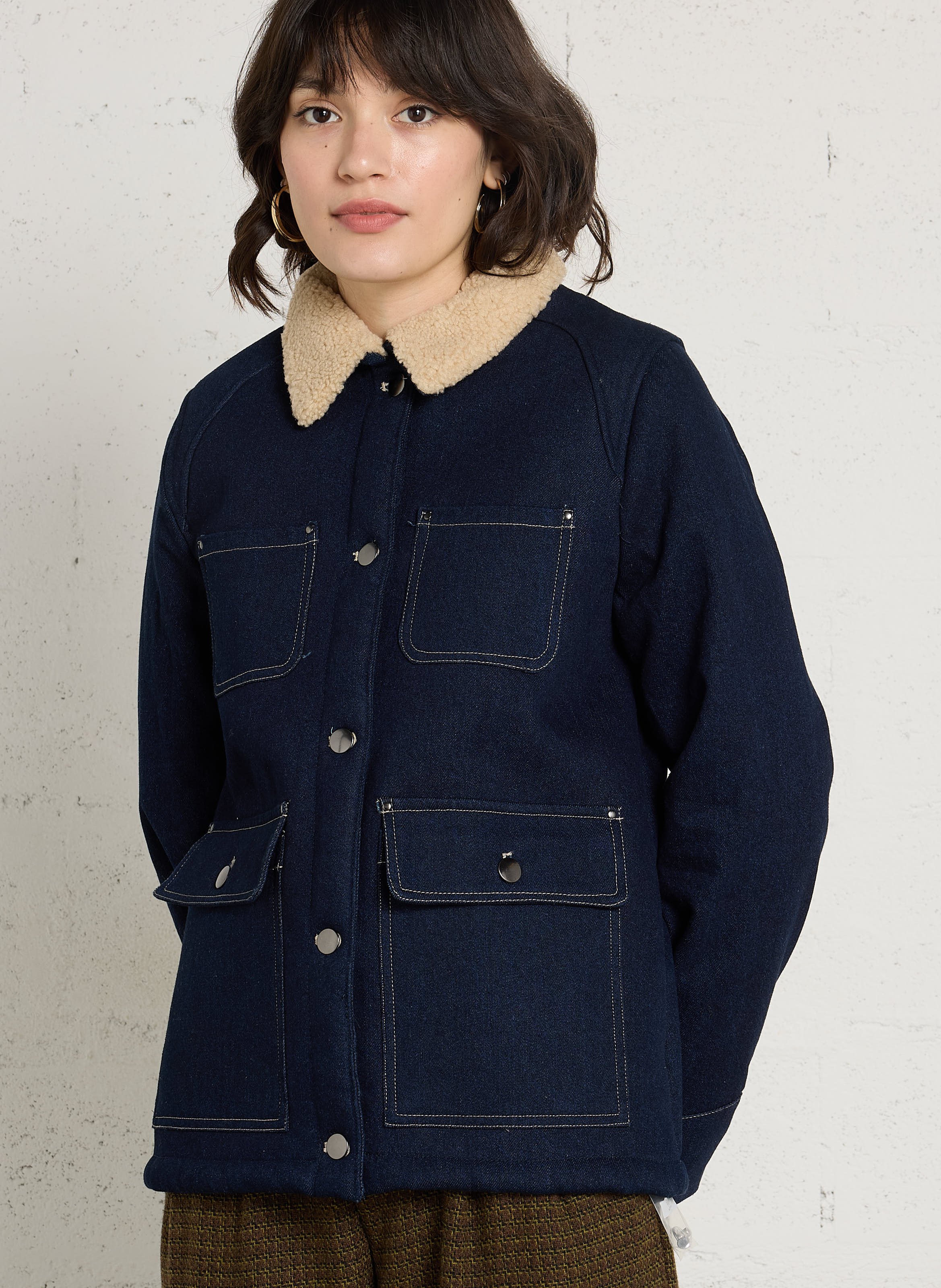 Veste denim droit col classique en coton SUD EXPRESS Bleu