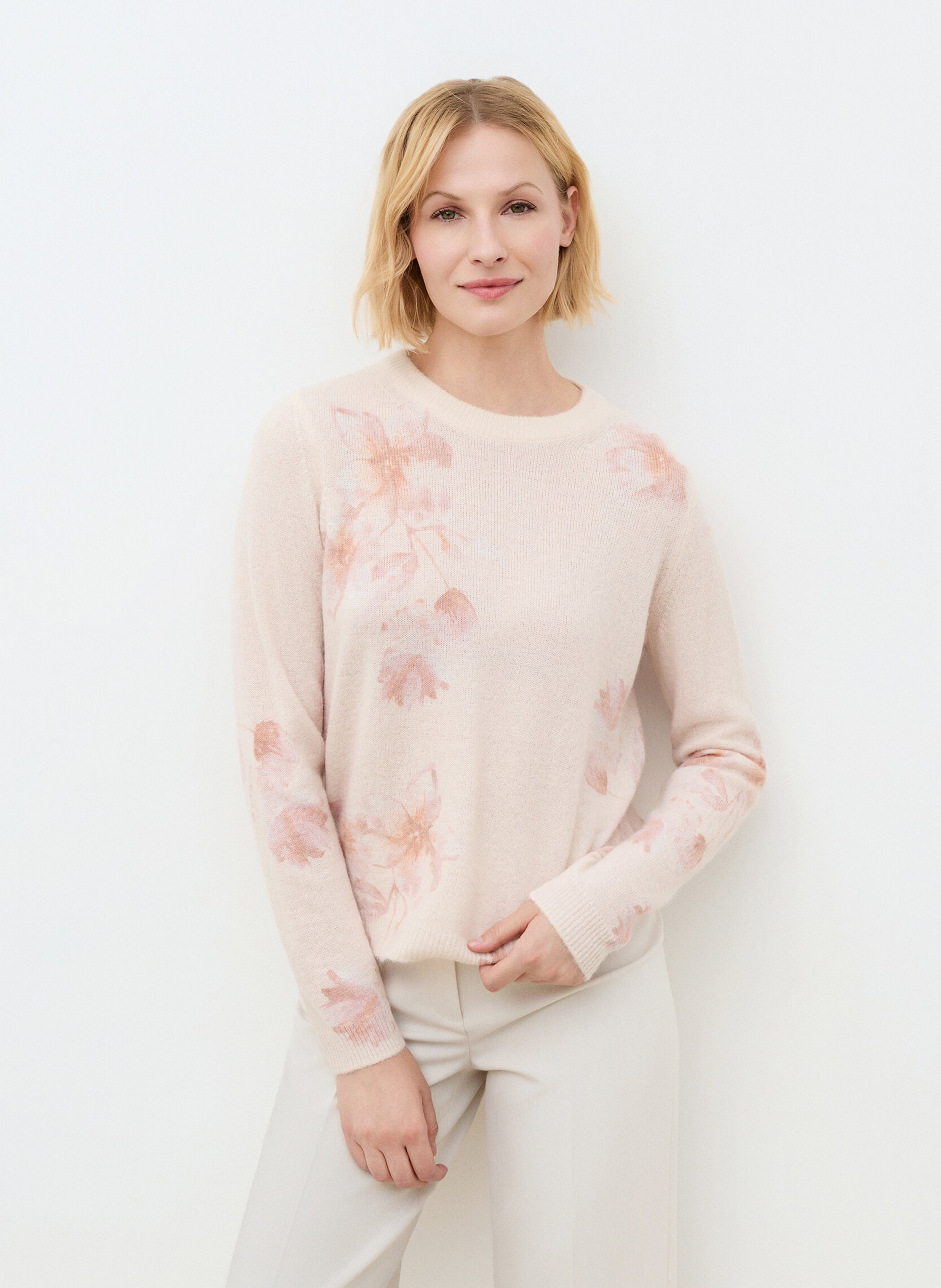 Round-neck printed sweater CAROLL