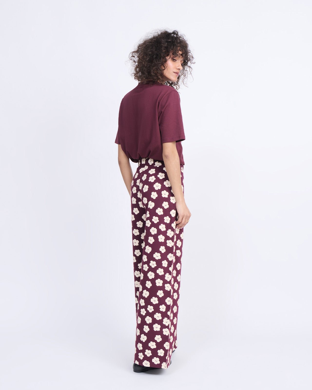 Organic cotton floral print pants EMOI EMOI Red