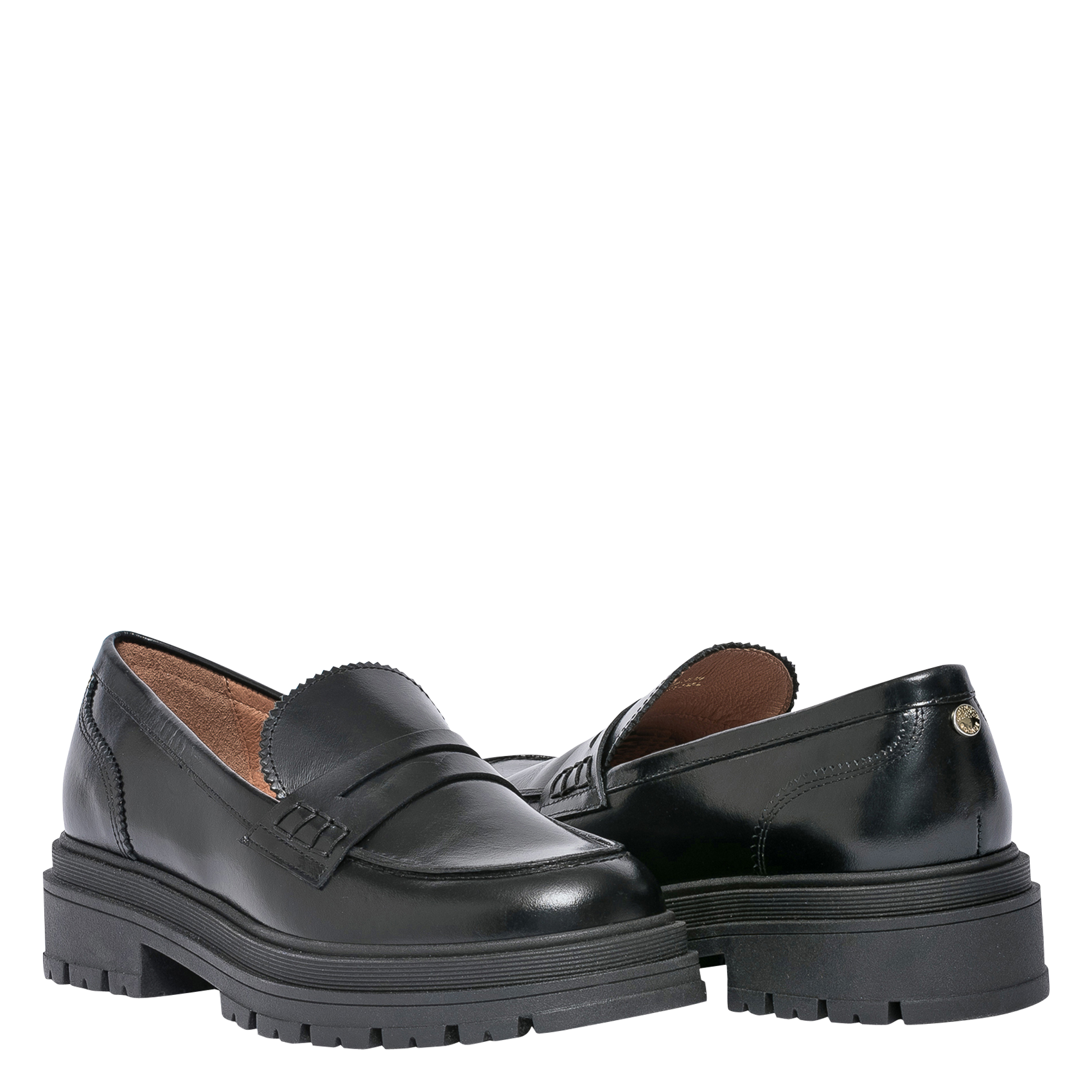 Ledermokassins mit Profilsohle BOCAGE Schwarz