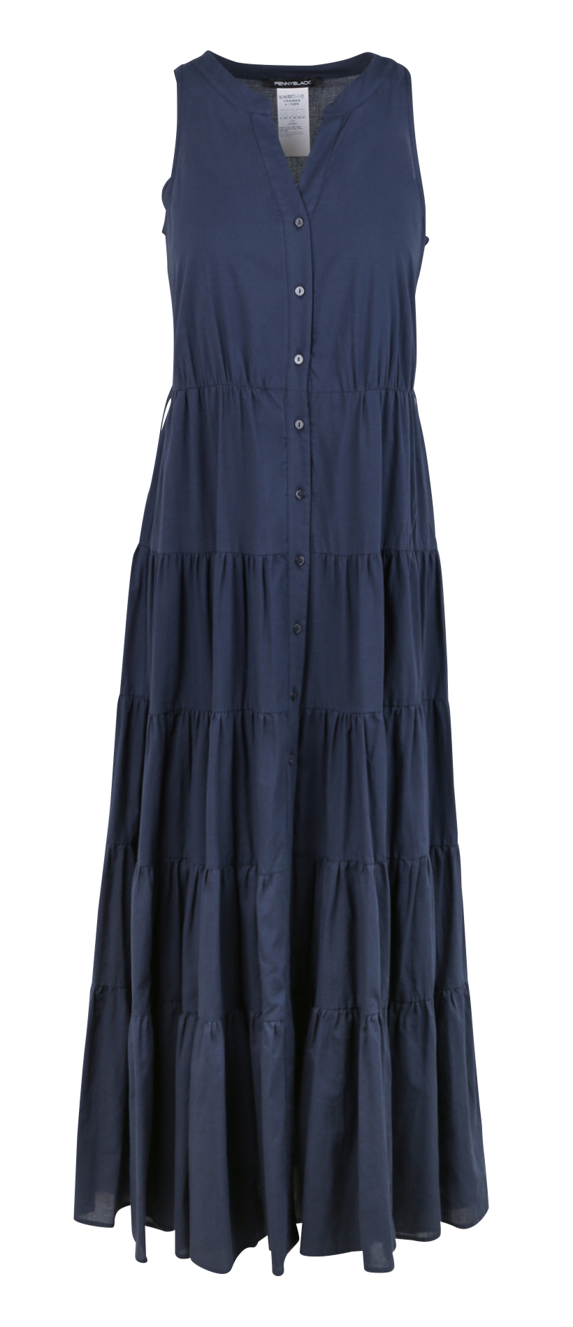 Long cotton henley dress PENNYBLACK Blue
