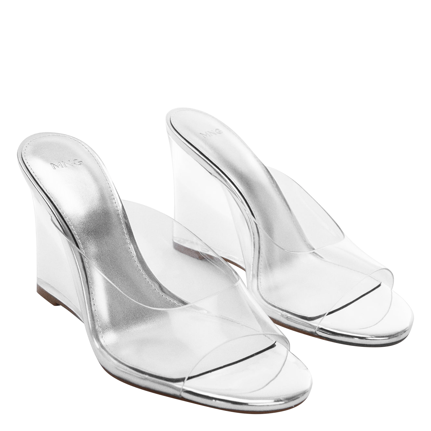 Sandales vinyle compensées  ArgentMANGO