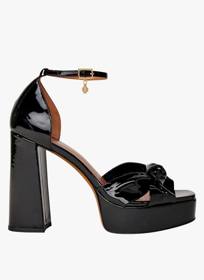 Sandales talon en cuir Noir