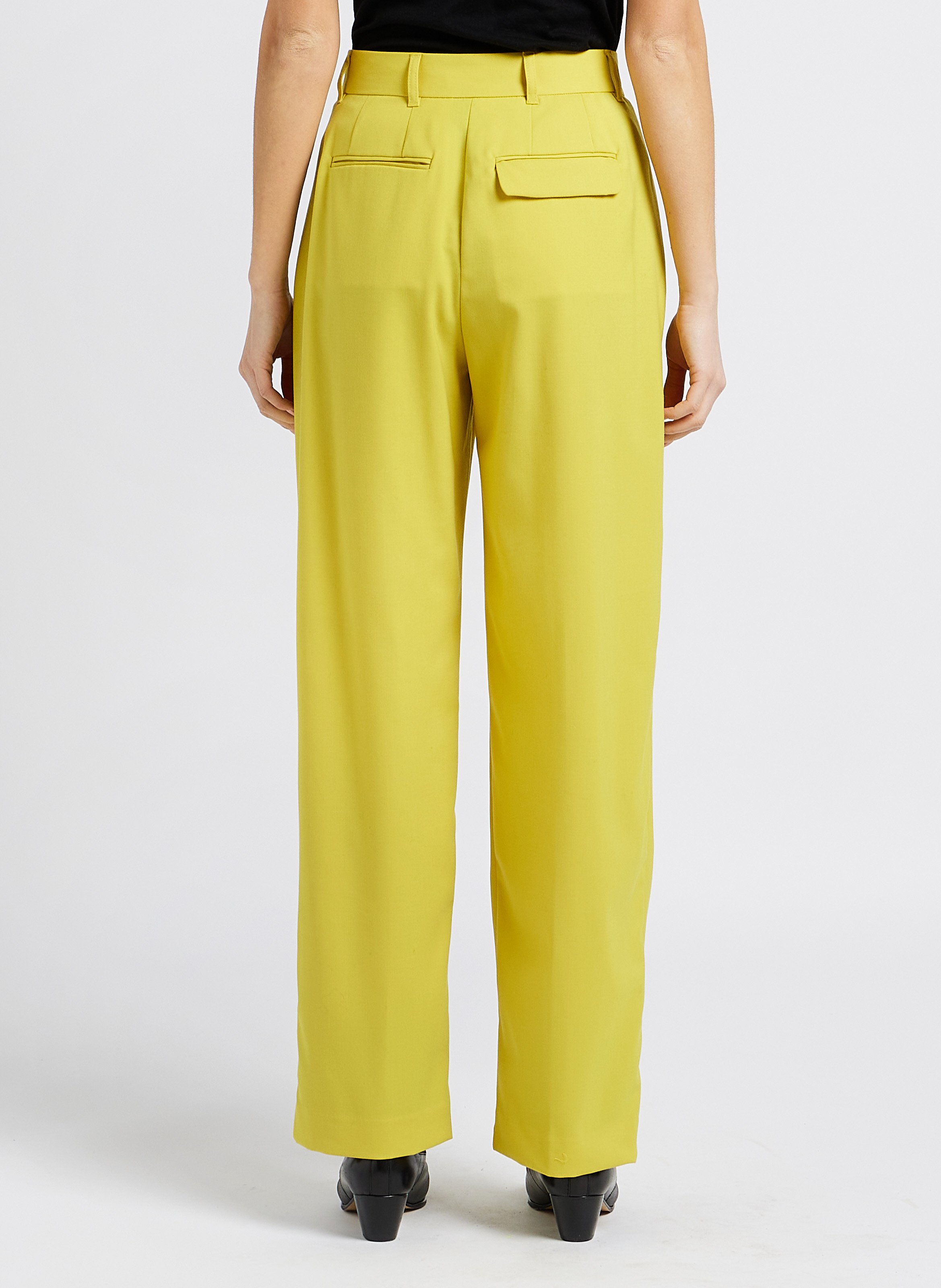 Pantalon large à pince Jaune