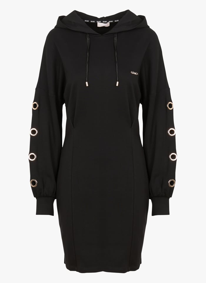 Short Hooded Sweater Dress Nero Liu Jo Women Place des Tendances