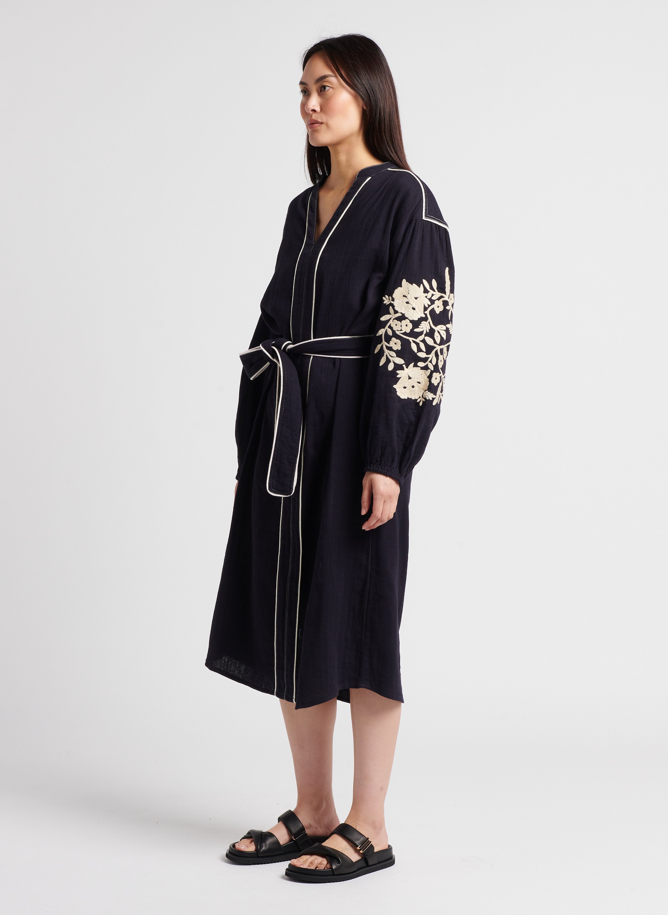 Mules plates en cuir d'agneau  MI/MAI Noir