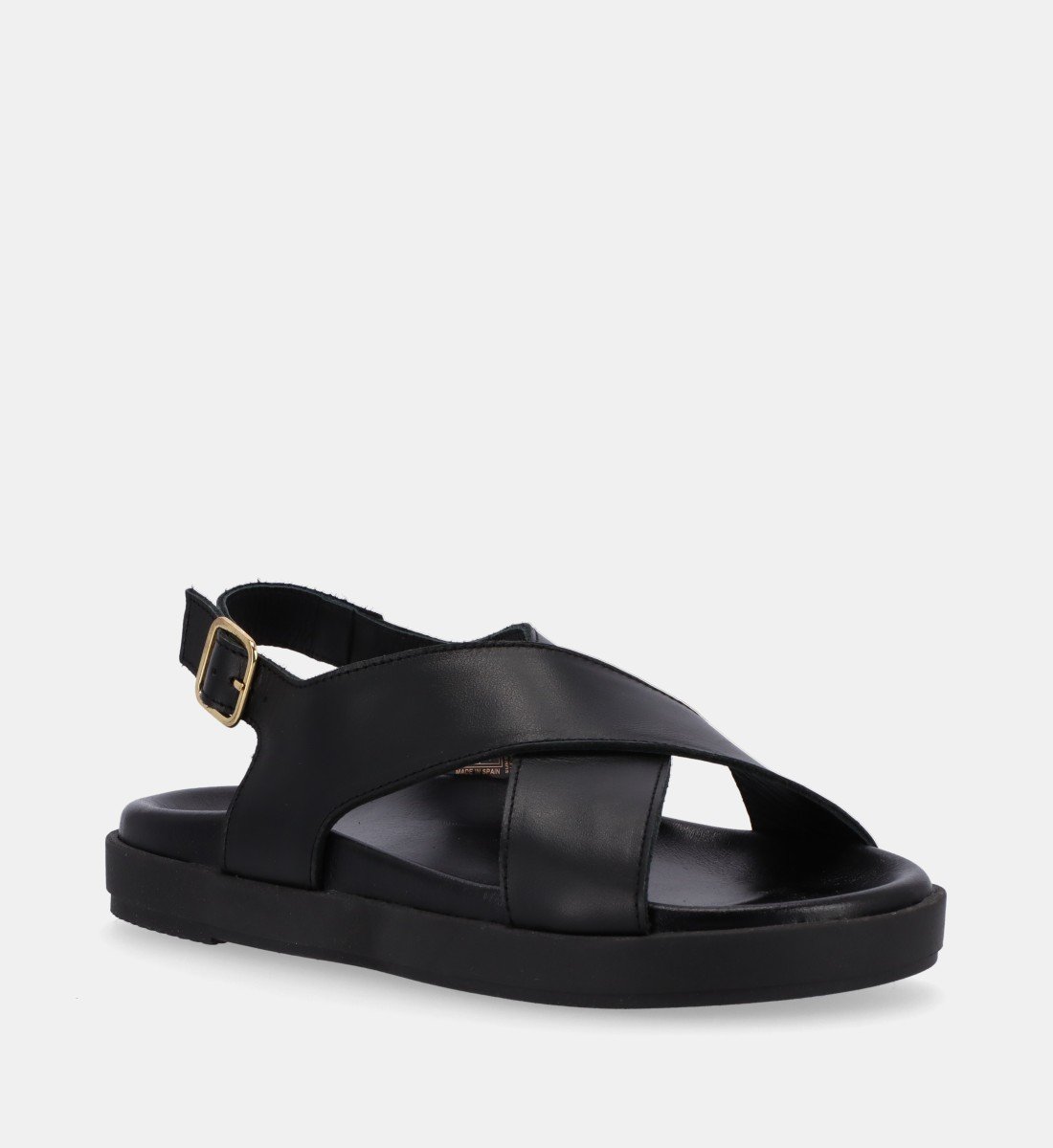 Flat leather sandals ALOHAS Black
