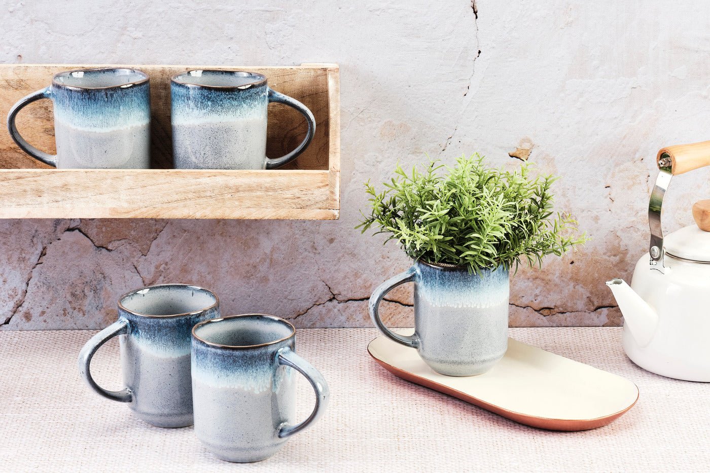 Mug genesis 40cl - 6 pièces - terre BJORN Bleu