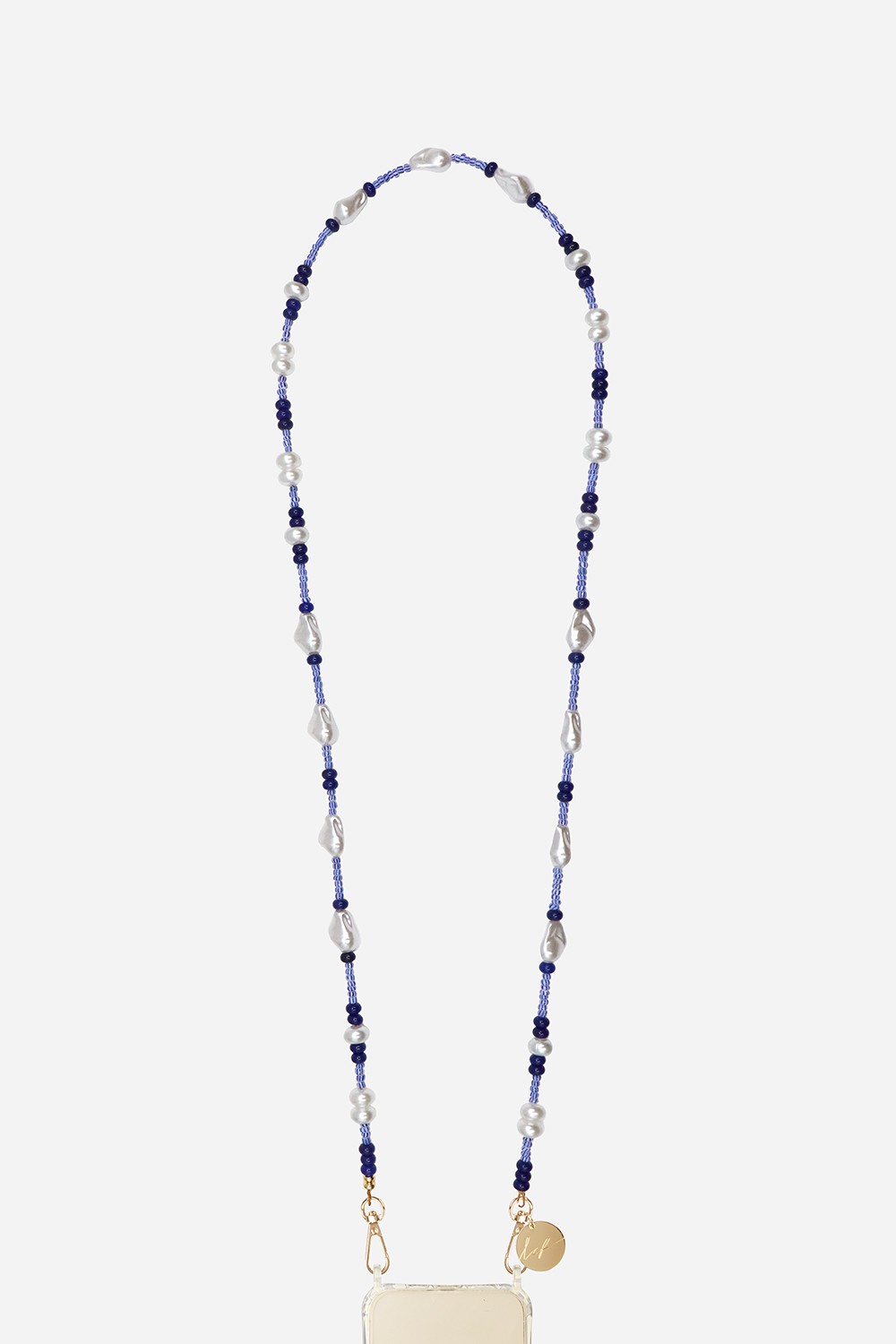 Phone chain with beads and semi-precious stones LA COQUE FRANCAISE Blue