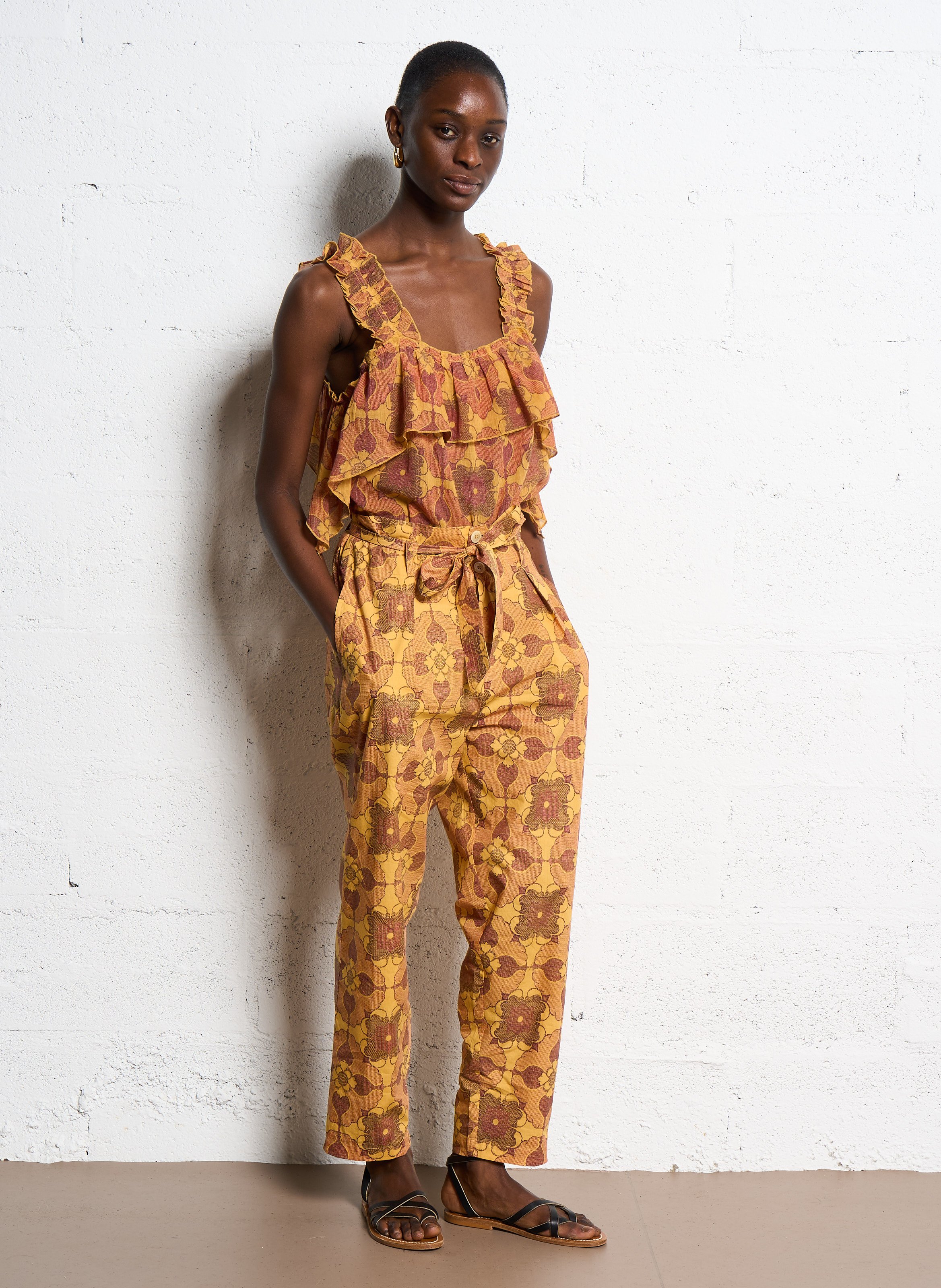 Baumwoll-Top mit eckigem Ausschnitt ANTIK BATIK Braun