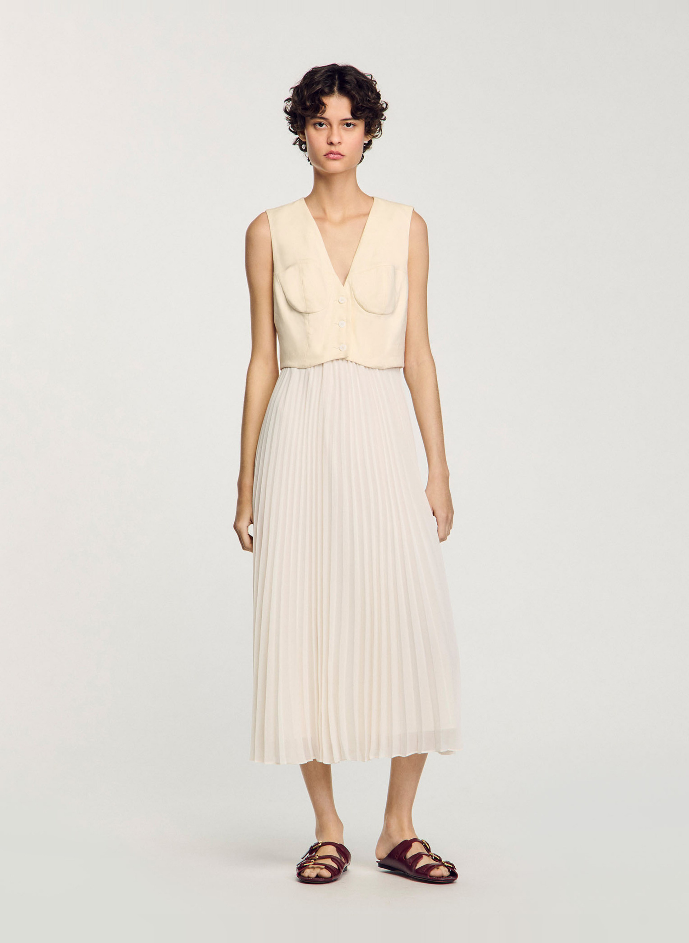 Blouse Longue Sandro Couleur écru Saumoné - Taille 1 - Occasion En Très Bon état, Style élégant Et Intemporel