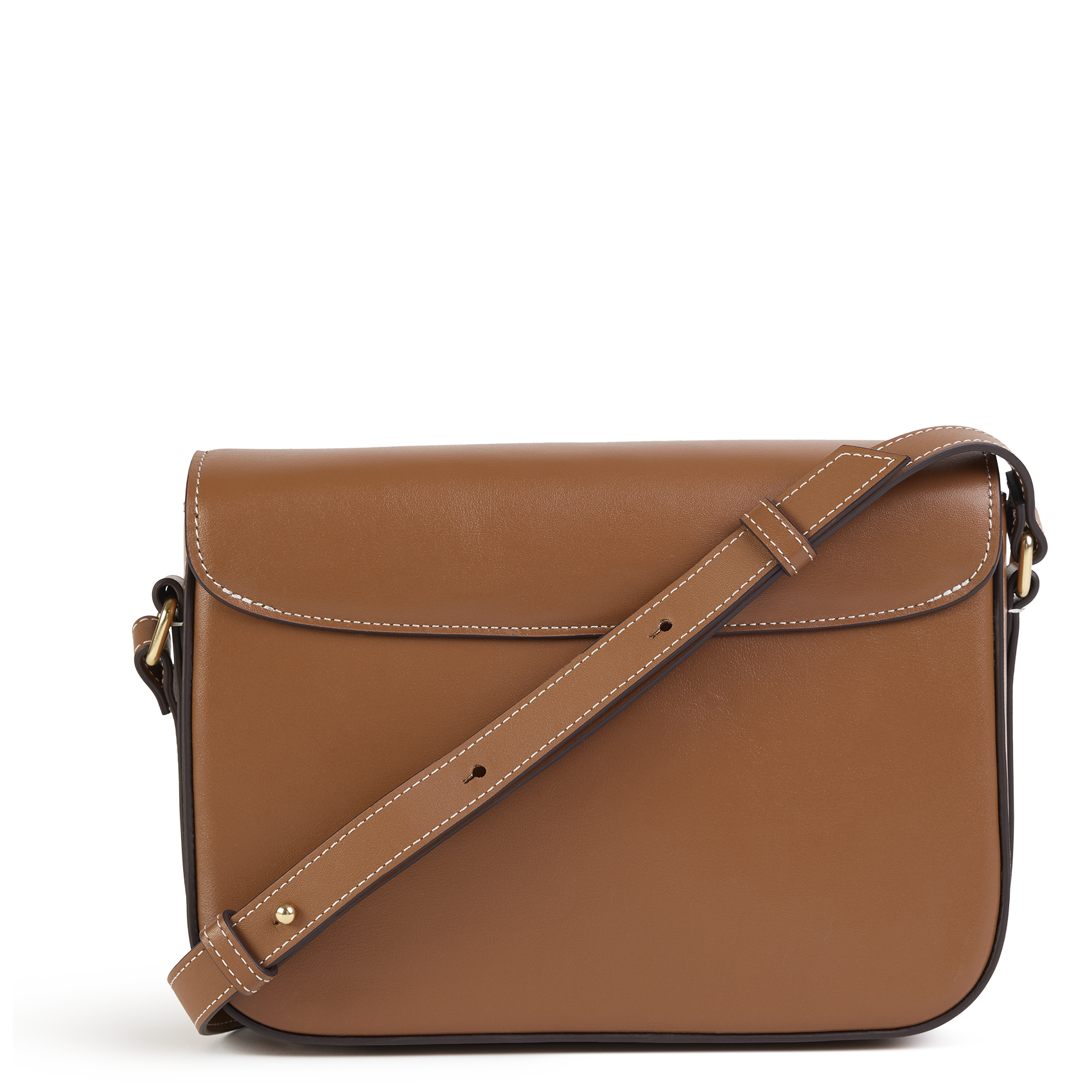 Leren schoudertas met klep Bruin