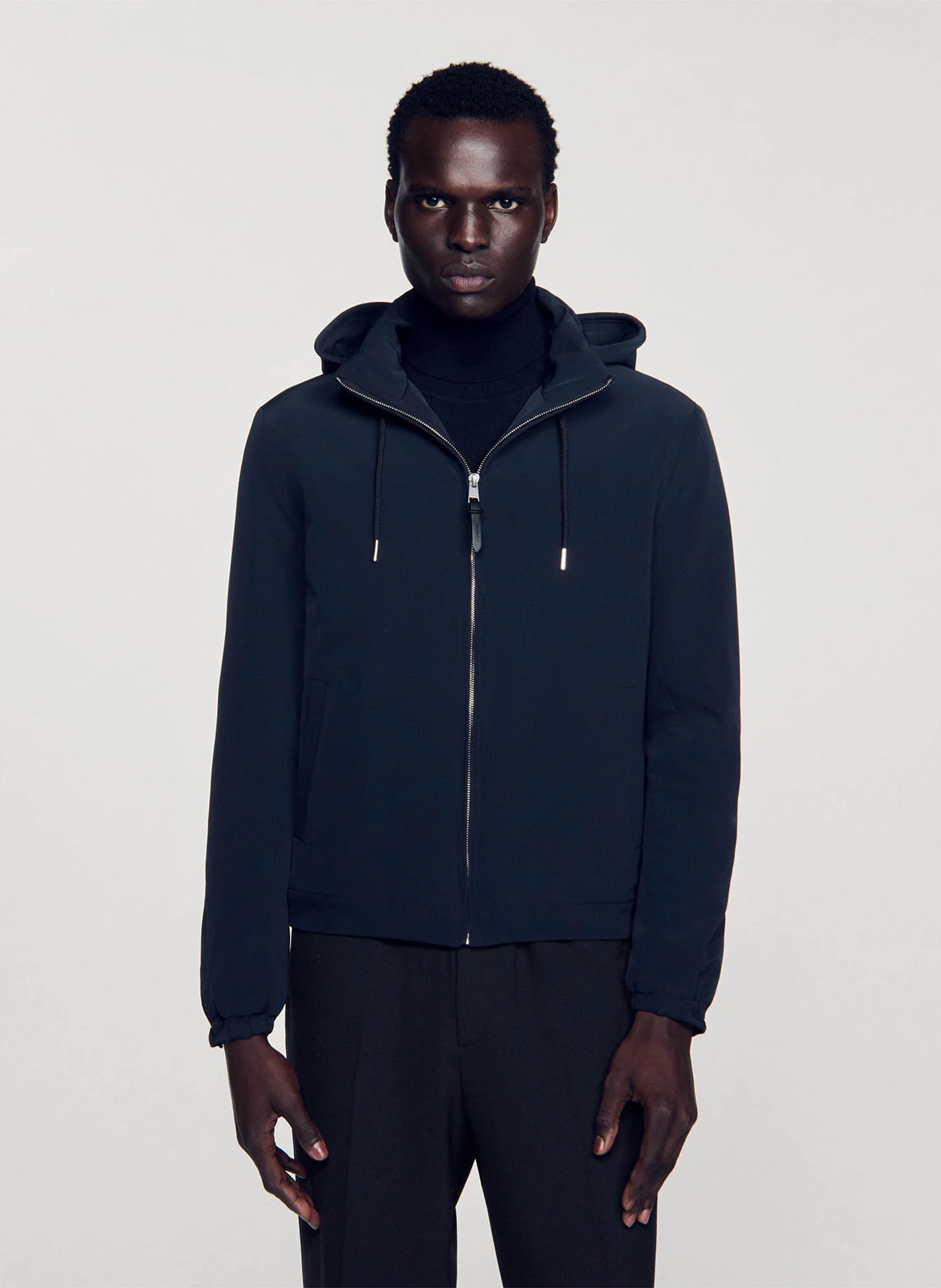 Blouson zippé à capuche SANDRO Bleu
