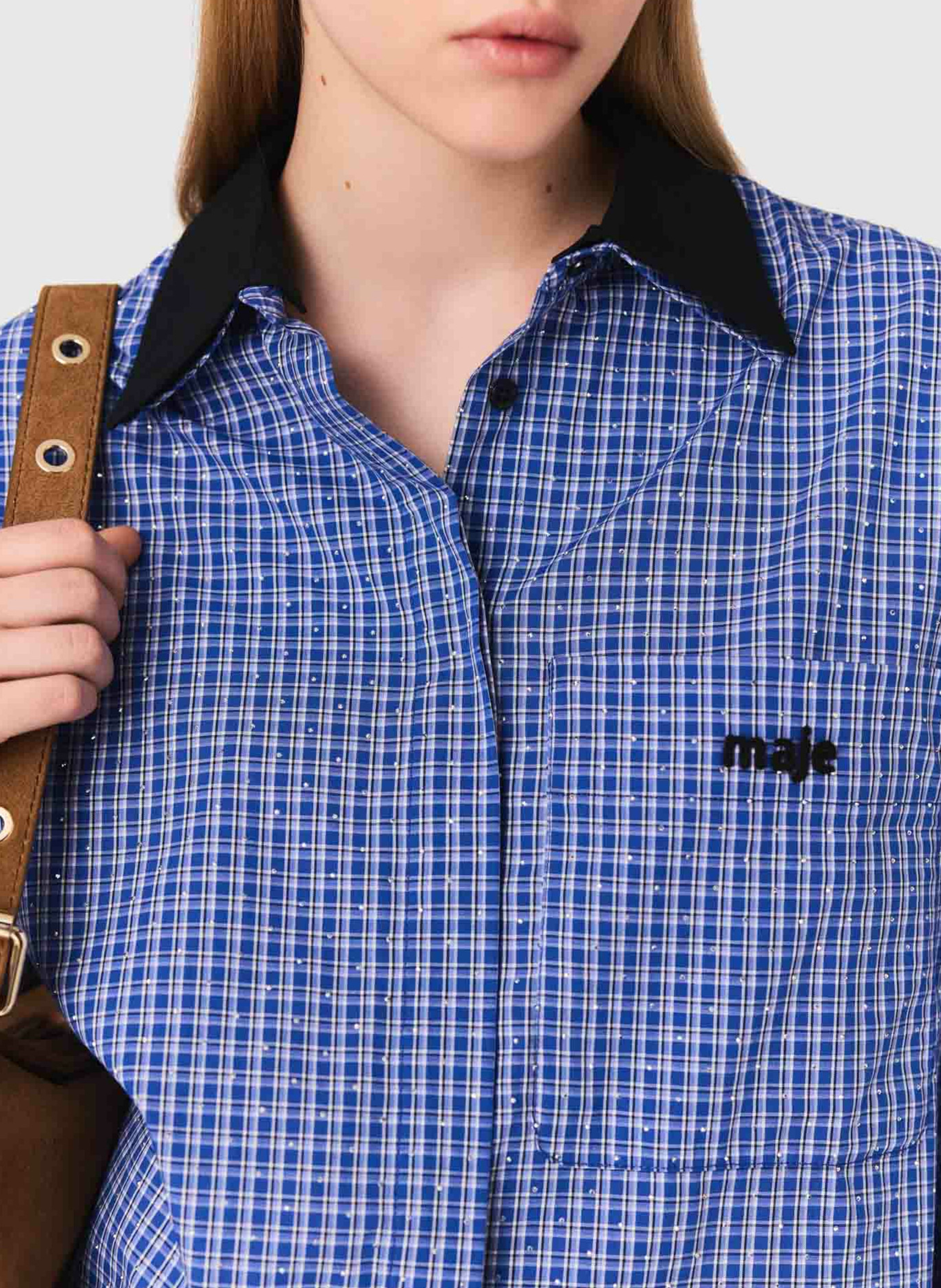 Chemise col classique en coton MAJE Bleu