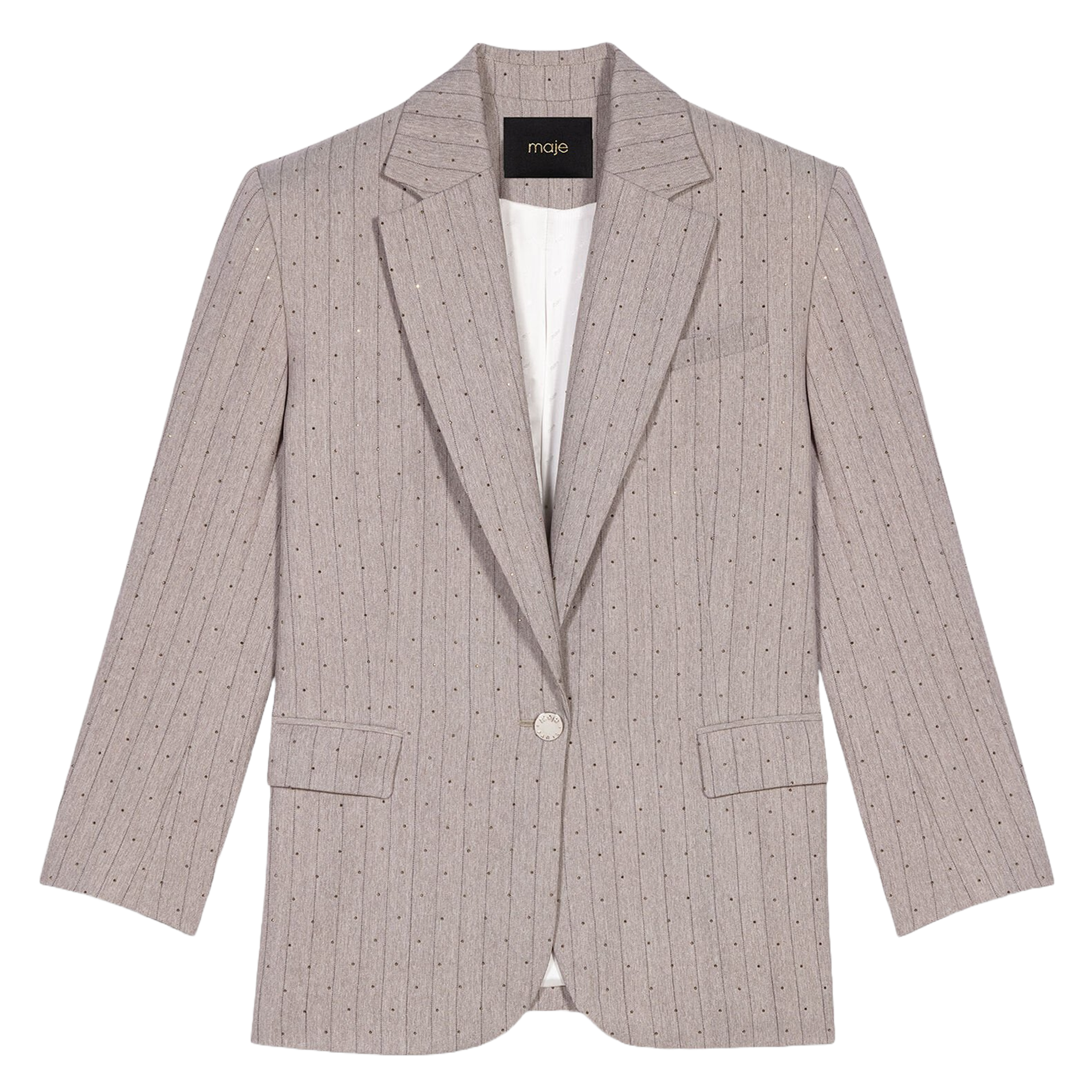 Veste de costume à rayures strassées MAJE Gris