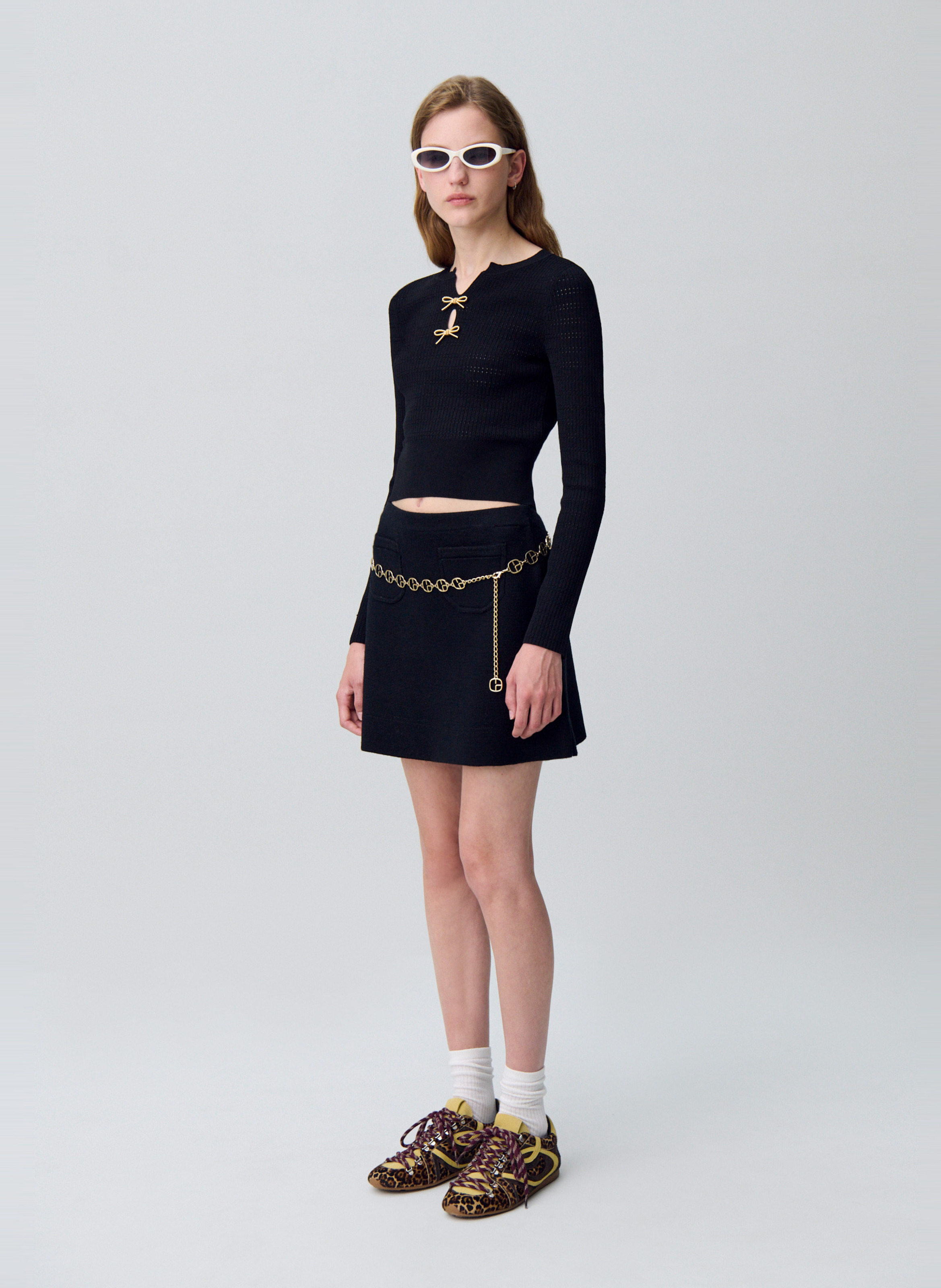 Pull moulant fin col V CLAUDIE PIERLOT Noir