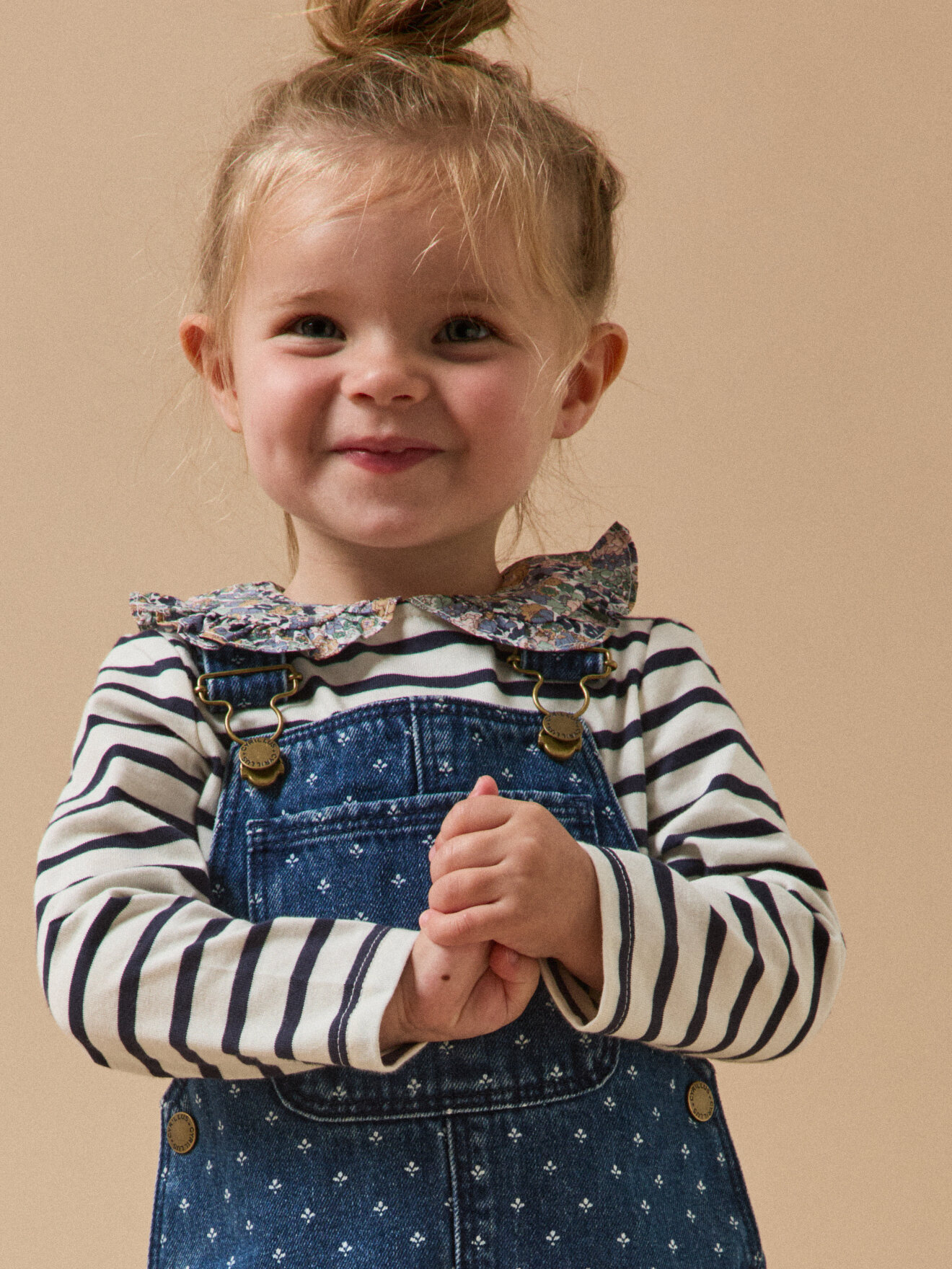 Printed denim overall CYRILLUS Blue