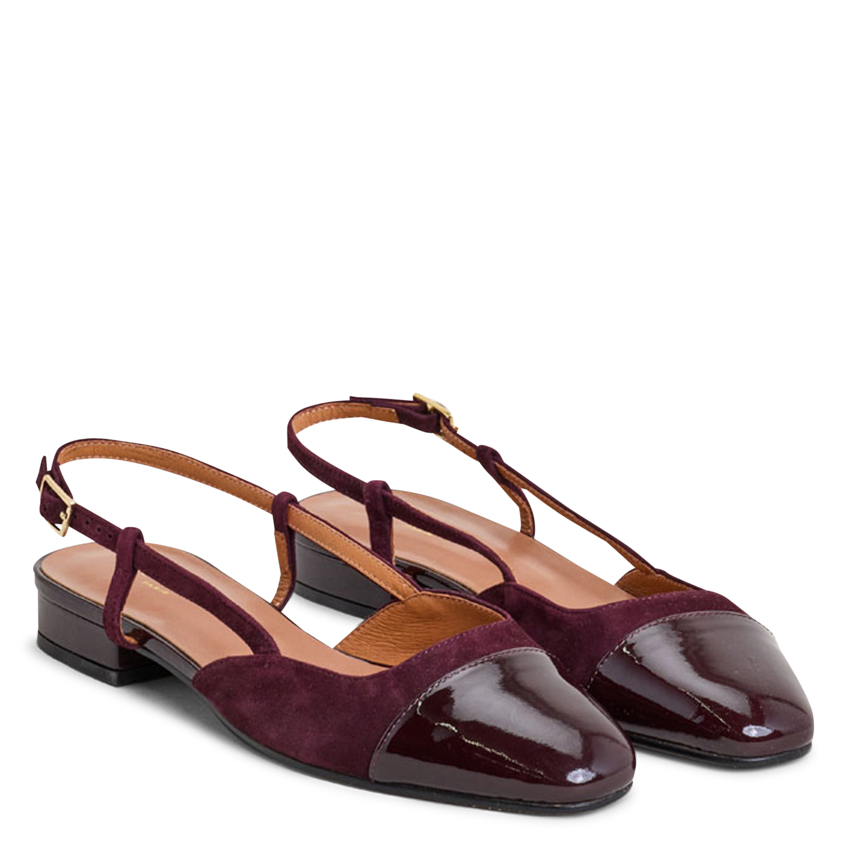 Two-tone leather ballerina flats JONAK Red