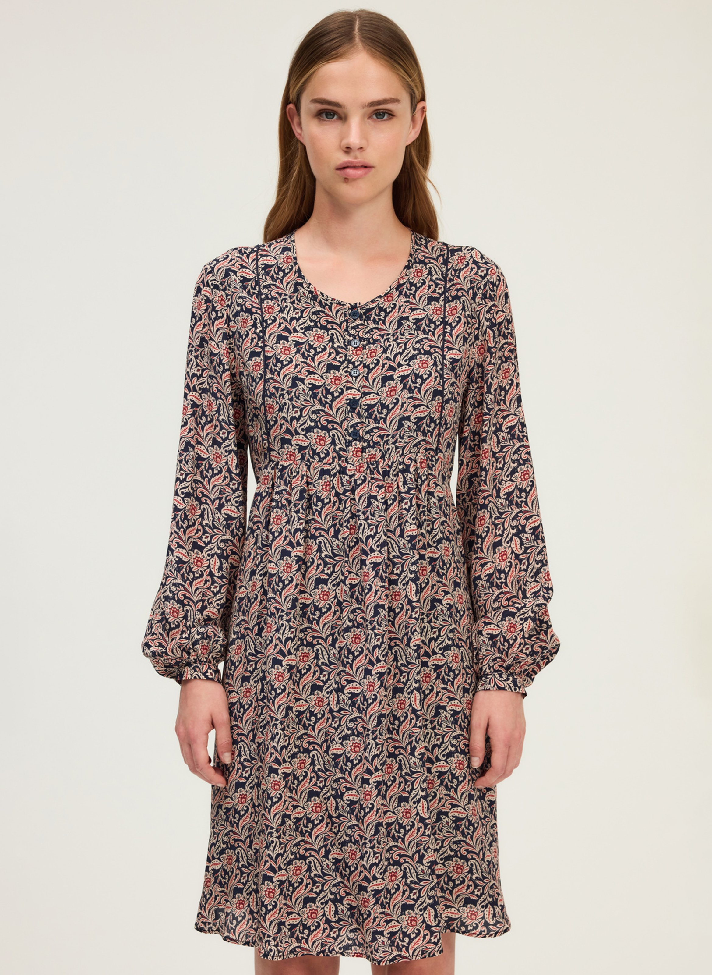 Short printed round-neck dress PABLO Blue