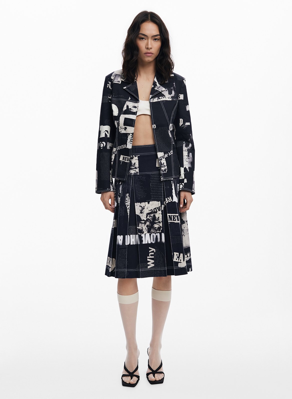 Veste col tailleur en coton mélangé DESIGUAL Noir