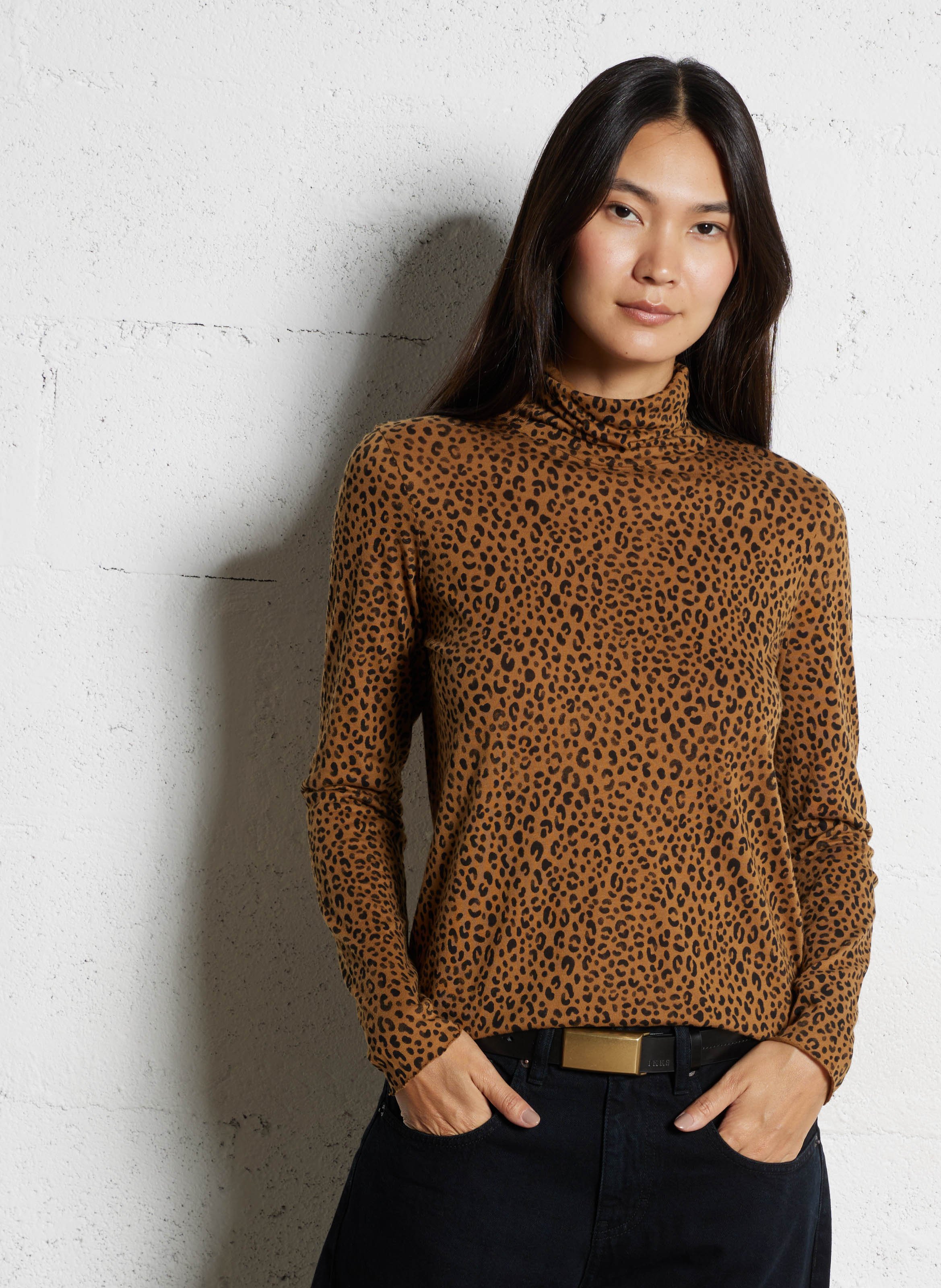 Long-sleeve turtleneck leopard print t-shirt HARTFORD Multicolored