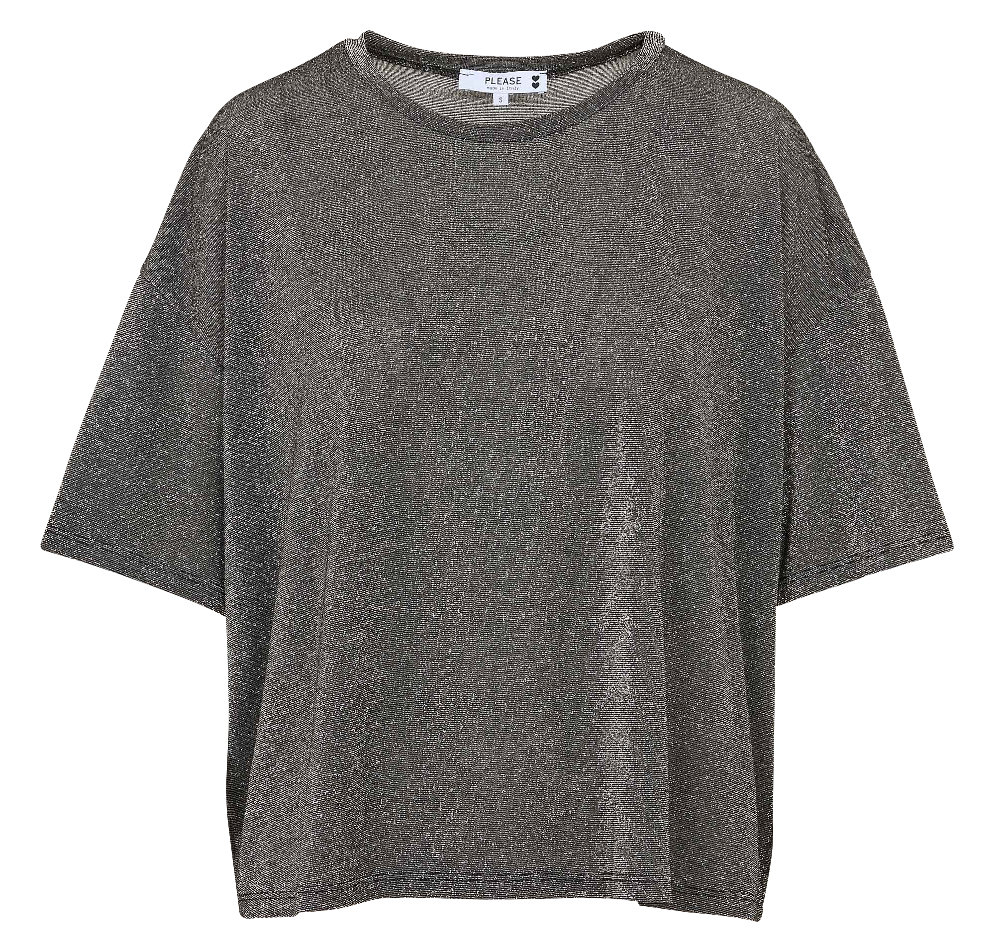 Wijde fluïde T-shirt met pailletten PLEASE Zilver
